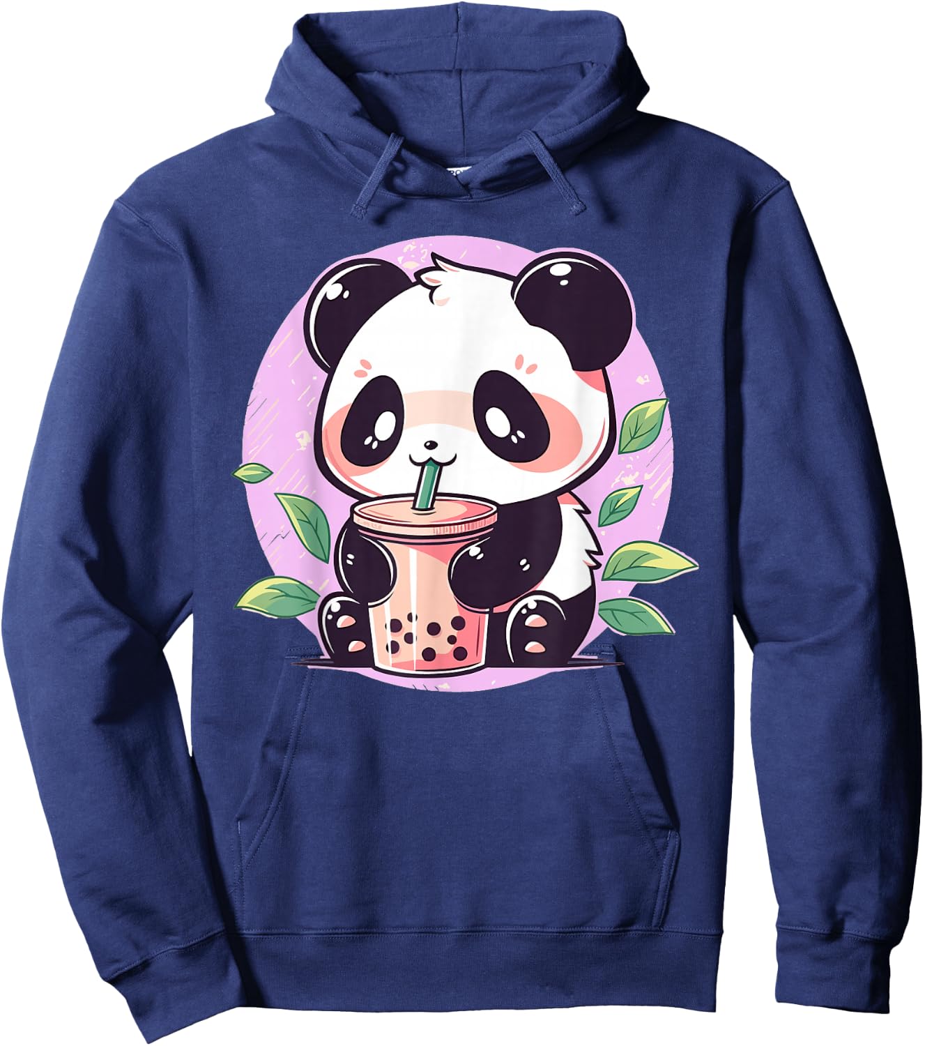 Kawaii Cute Anime Panda Drinking Bubble Boba Tea Girls Teens Hoodie - Hoodie | Navy