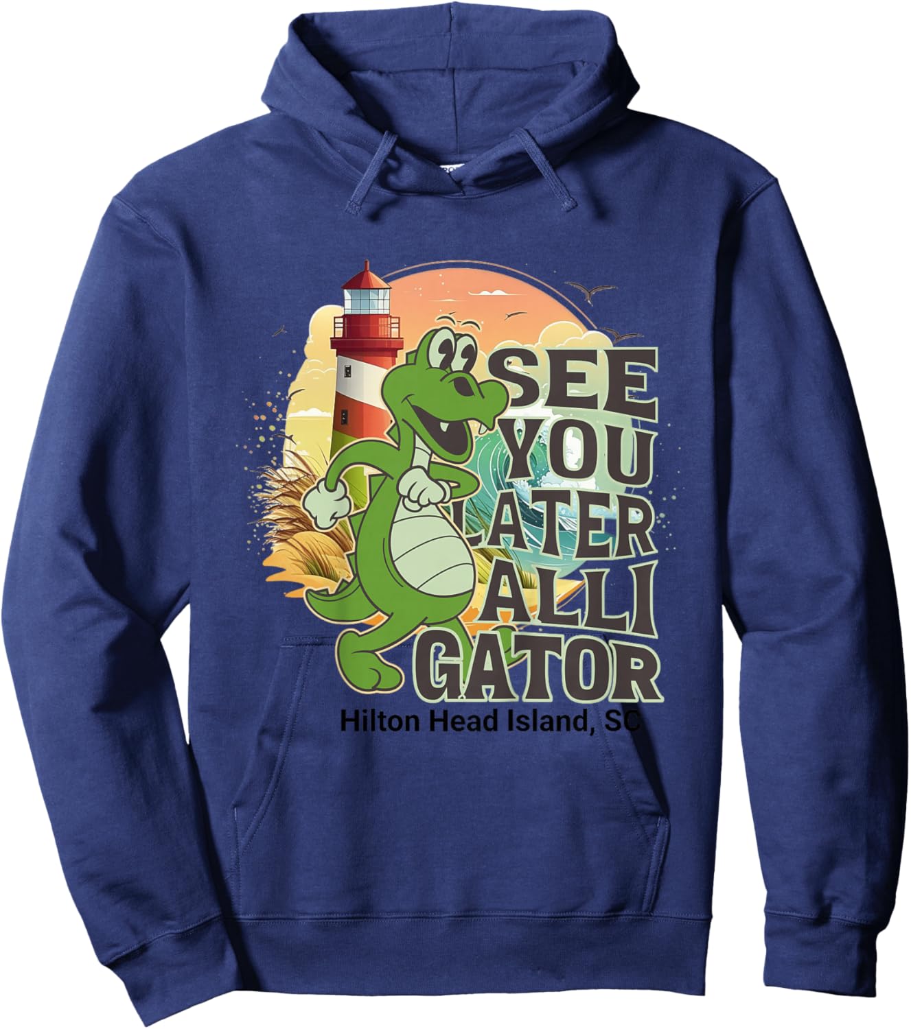 Kids Hilton Head Island South Carolina See You Later Alligator Hoodie - Hoodie | Navy