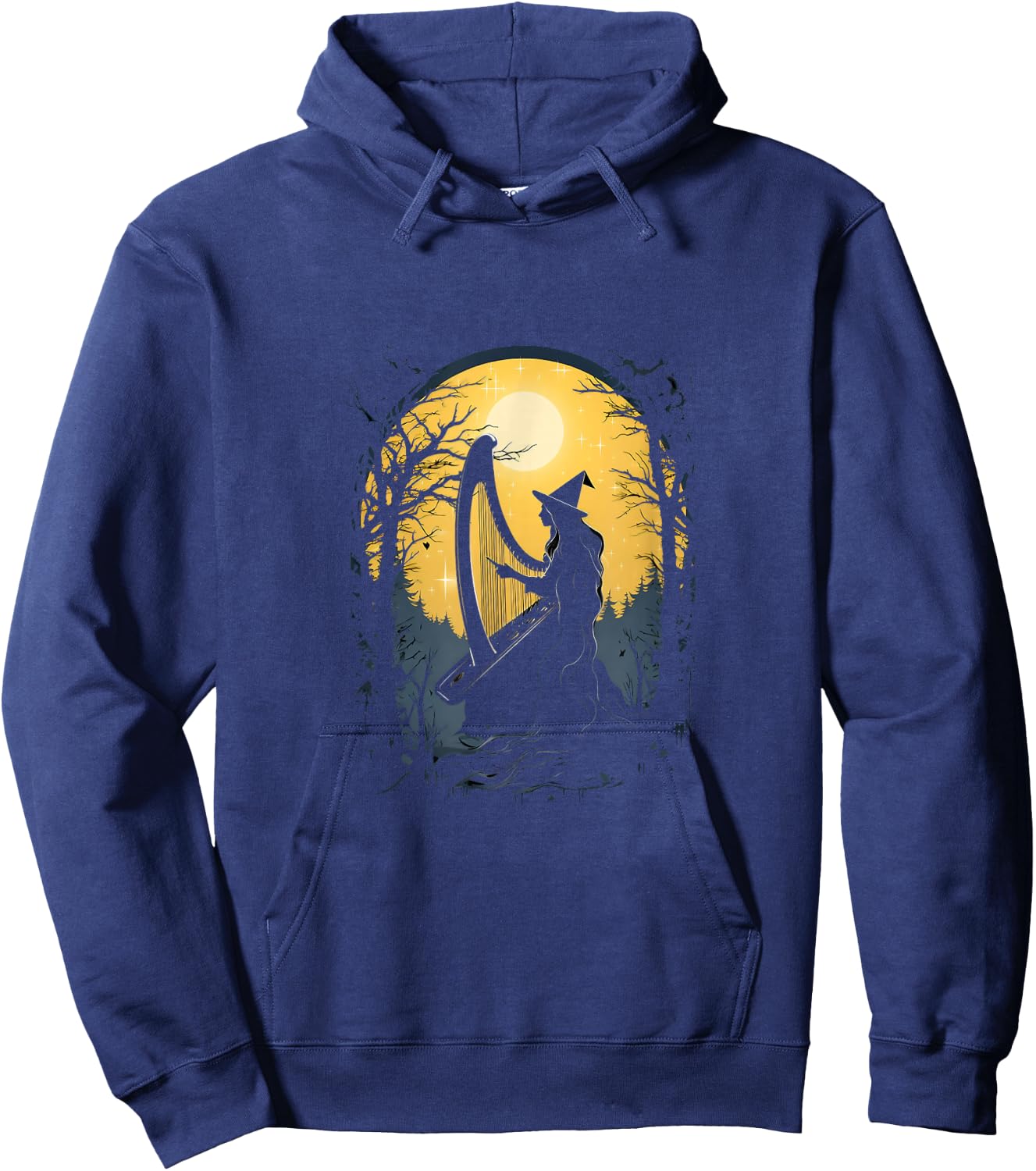 Witch Playing Harp Halloween Harpist Harp Player Hoodie - Hoodie | Navy