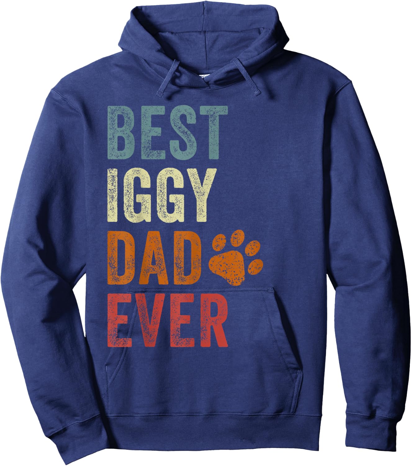 Retro Best Iggy Dad Ever Italian Greyhound Papa Father's Day Hoodie - Hoodie | Navy