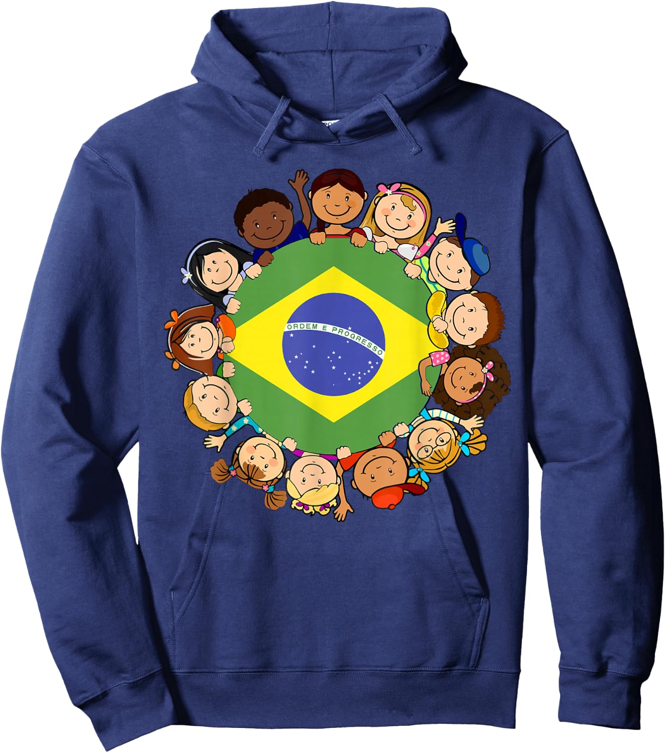 Brazil Flag Hispanic Heritage Month Brazilian Kids Boy Girl Hoodie - Hoodie | Navy