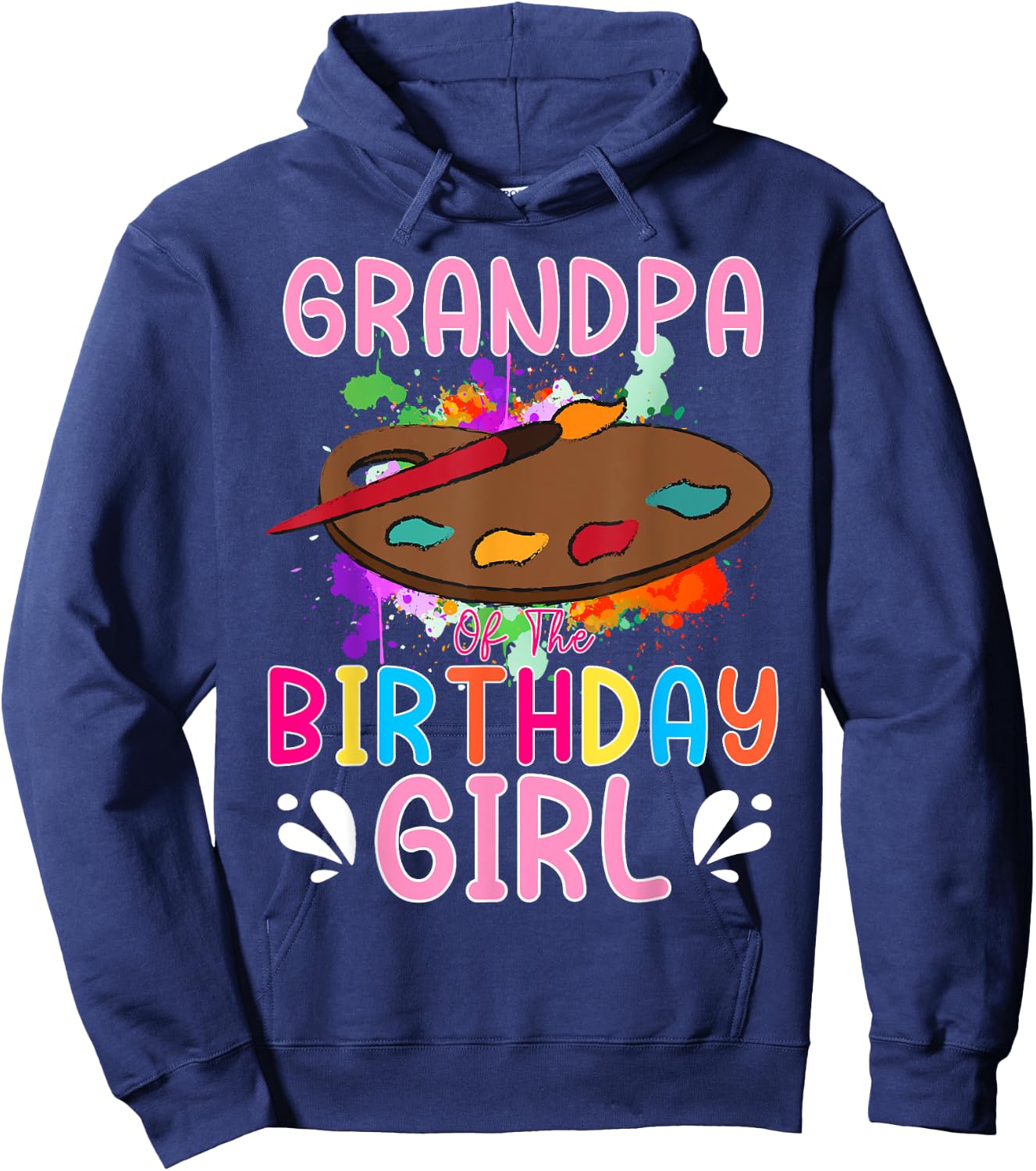 Grandpa of The Birthday Girl Kids Painting Art Paint Family Hoodie - Hoodie | Navy