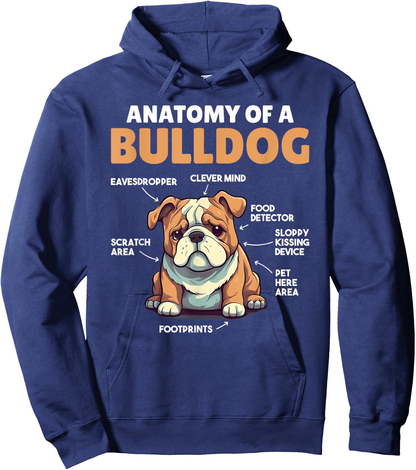 Cute Dogs Explanation Anatomy Of A Bulldog Men Women Girls Kids Hoodie - Hoodie | Navy