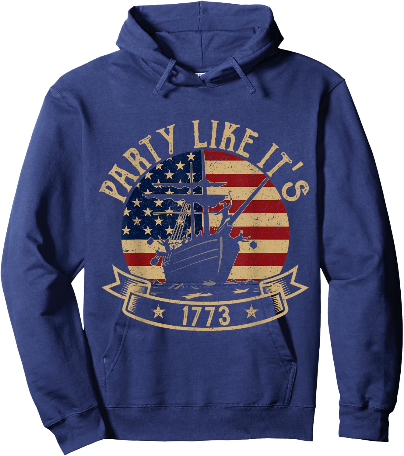 Party Like It's 1773 Funny US History Boston Tea Vintage Hoodie - Hoodie | Navy
