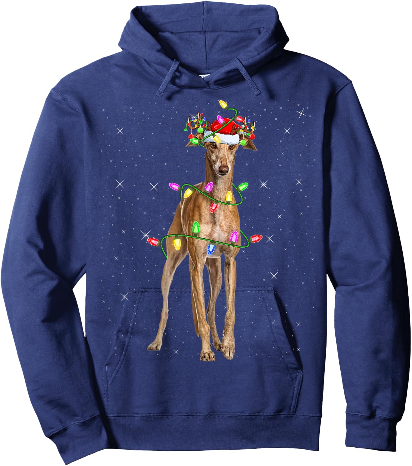 Greyhound Dog Lover Xmas Lighting Santa Greyhound Christmas Women Kids Hoodie - Hoodie | Navy