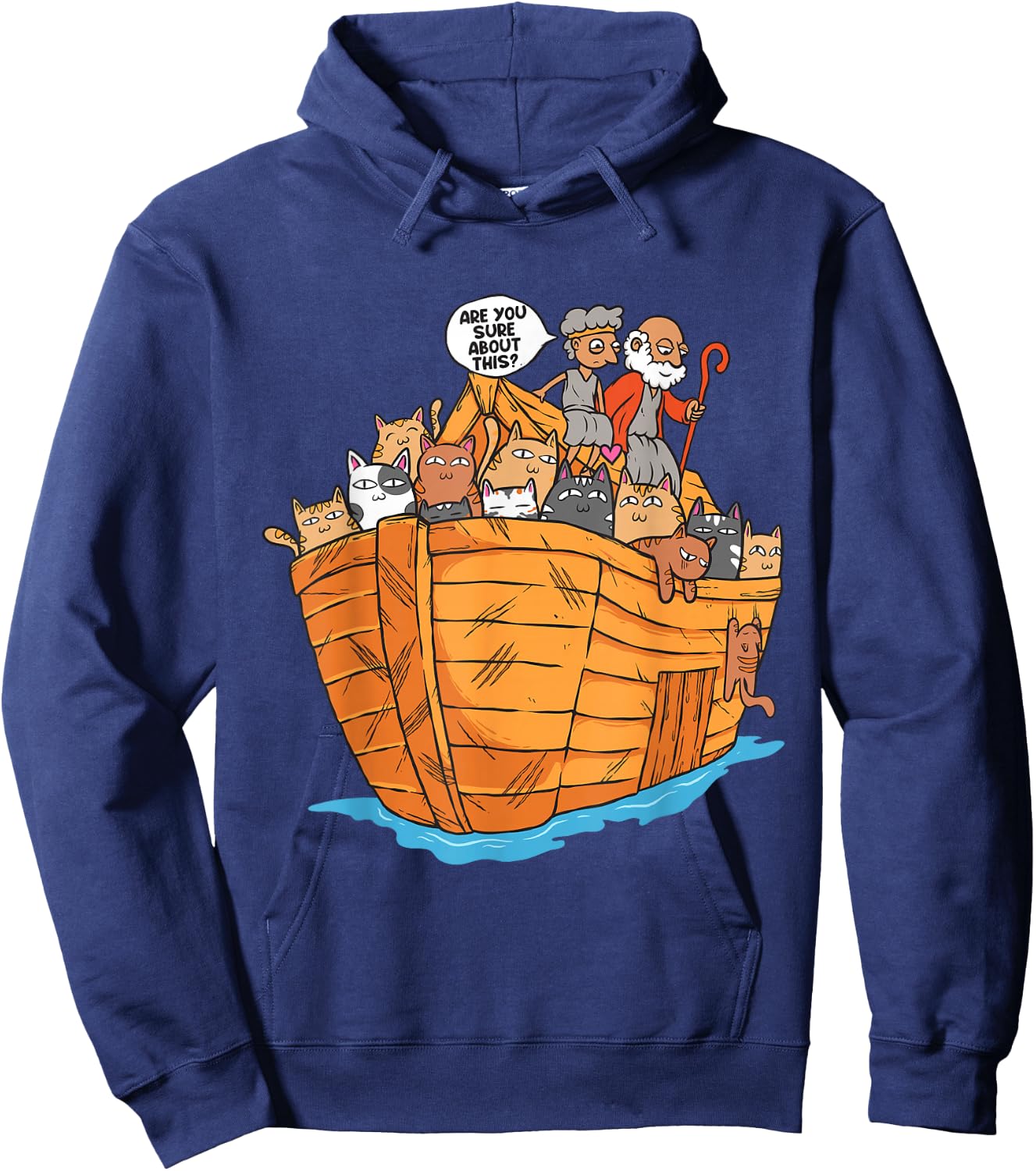 Noah's Ark Boat with Cats Religious Christian Cat Lover Hoodie - Hoodie | Navy