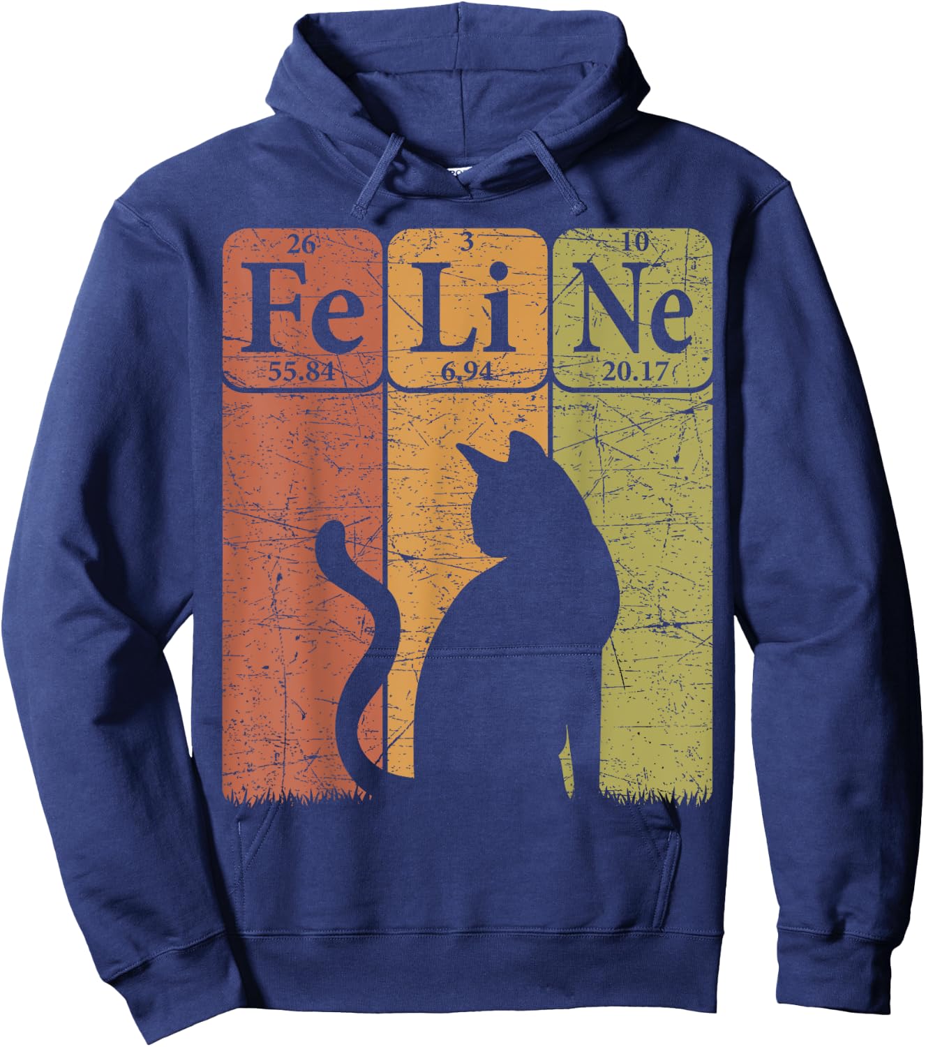 Feline Cat Periodic Table Elements Cat Lover Cat Scientist Hoodie - Hoodie | Navy