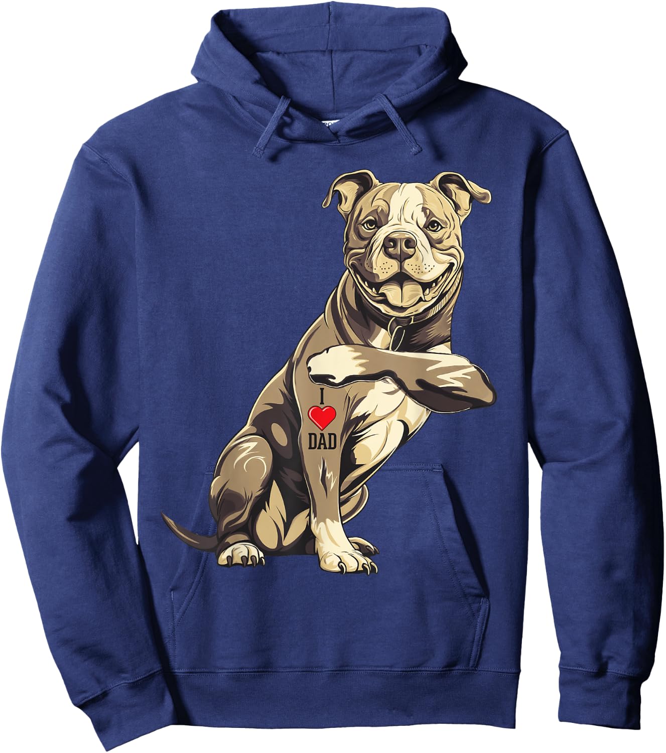 Pitbull I Love Dad Pit Bull Terrier Pettie Dog Owner Father Hoodie - Hoodie | Navy