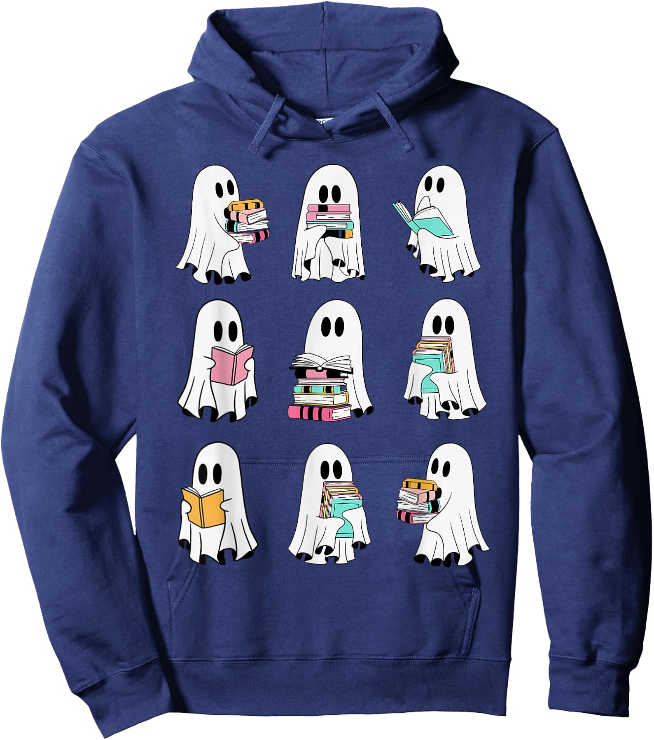Ghost Reading Books Spooky Librarian Teacher Women Hoodie - Hoodie | Navy