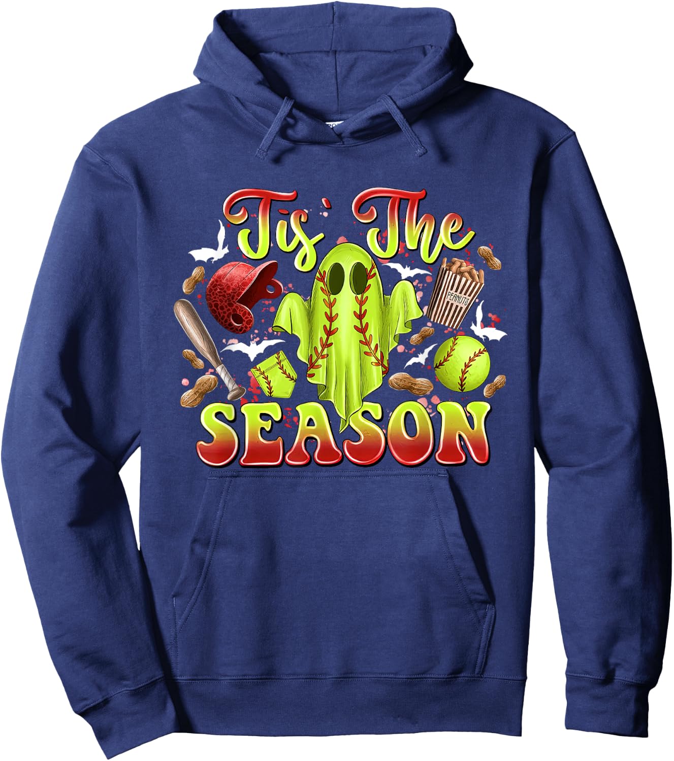 Spooky Softball Ghost Costume Funny Halloween Tis The Season Hoodie - Hoodie | Navy