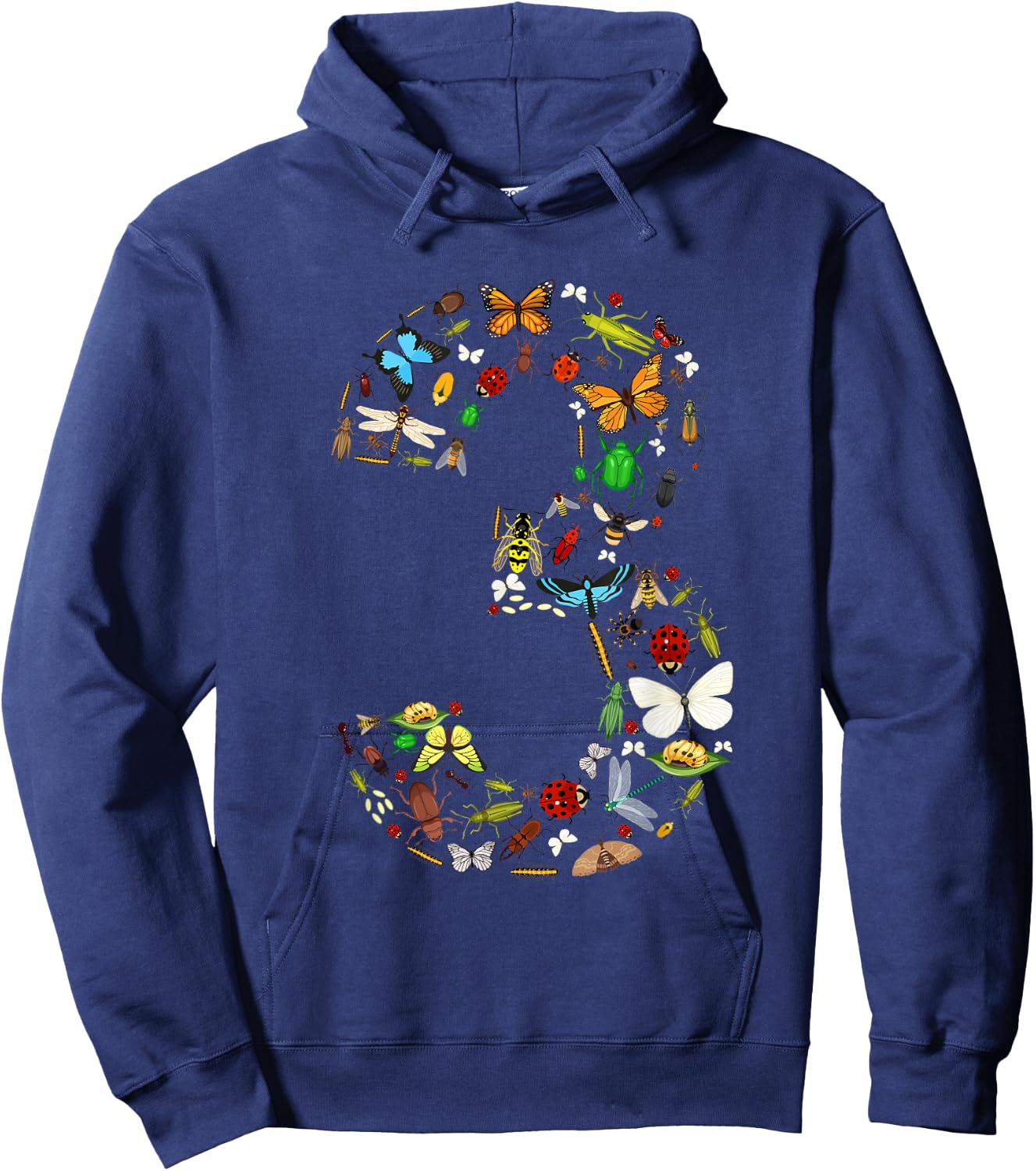 3 Years Old Three Bug 3rd Birthday Bugs Insects Boy Girl Hoodie - Hoodie | Navy