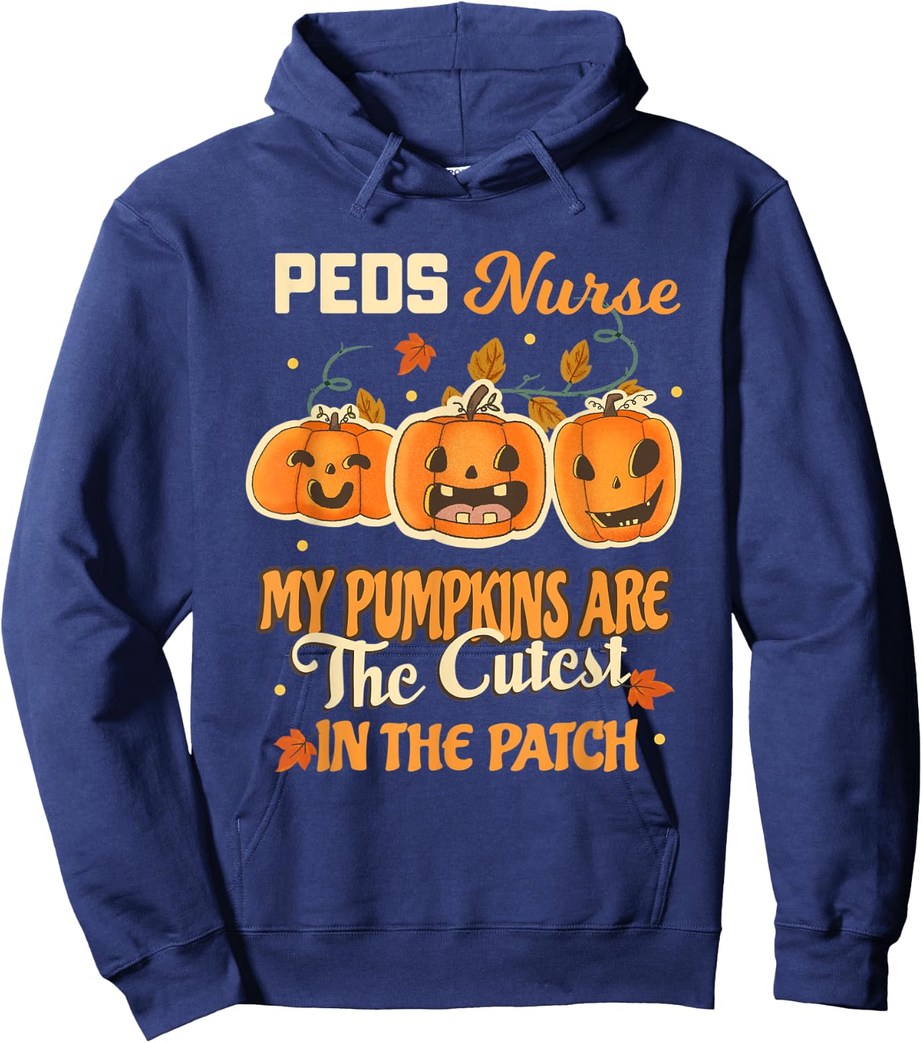 PEDS Nurse Cute Pumpkins Funny Pediatric Nurses Halloween Hoodie - Hoodie | Navy