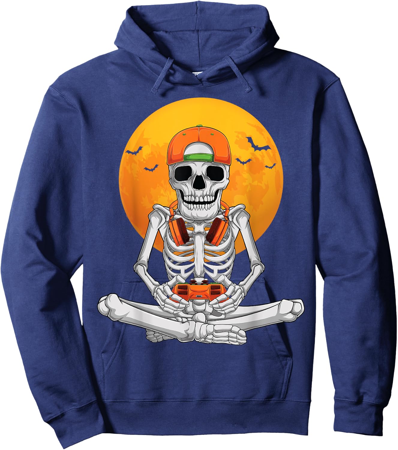 Halloween skeleton gamer video gaming boys men kids teens Hoodie - Hoodie | Navy