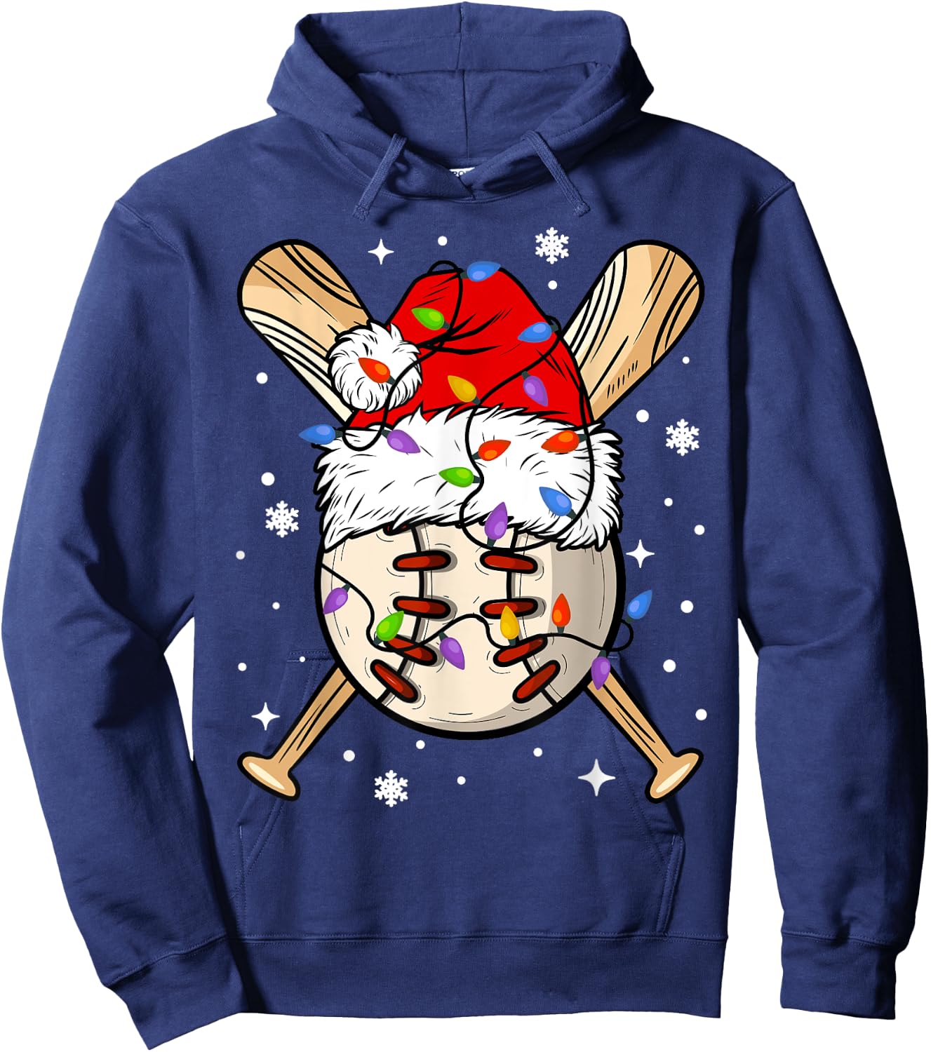 Baseball Christmas Ugly Sweater Funny Santa Sport Men Kids Hoodie - Hoodie | Navy
