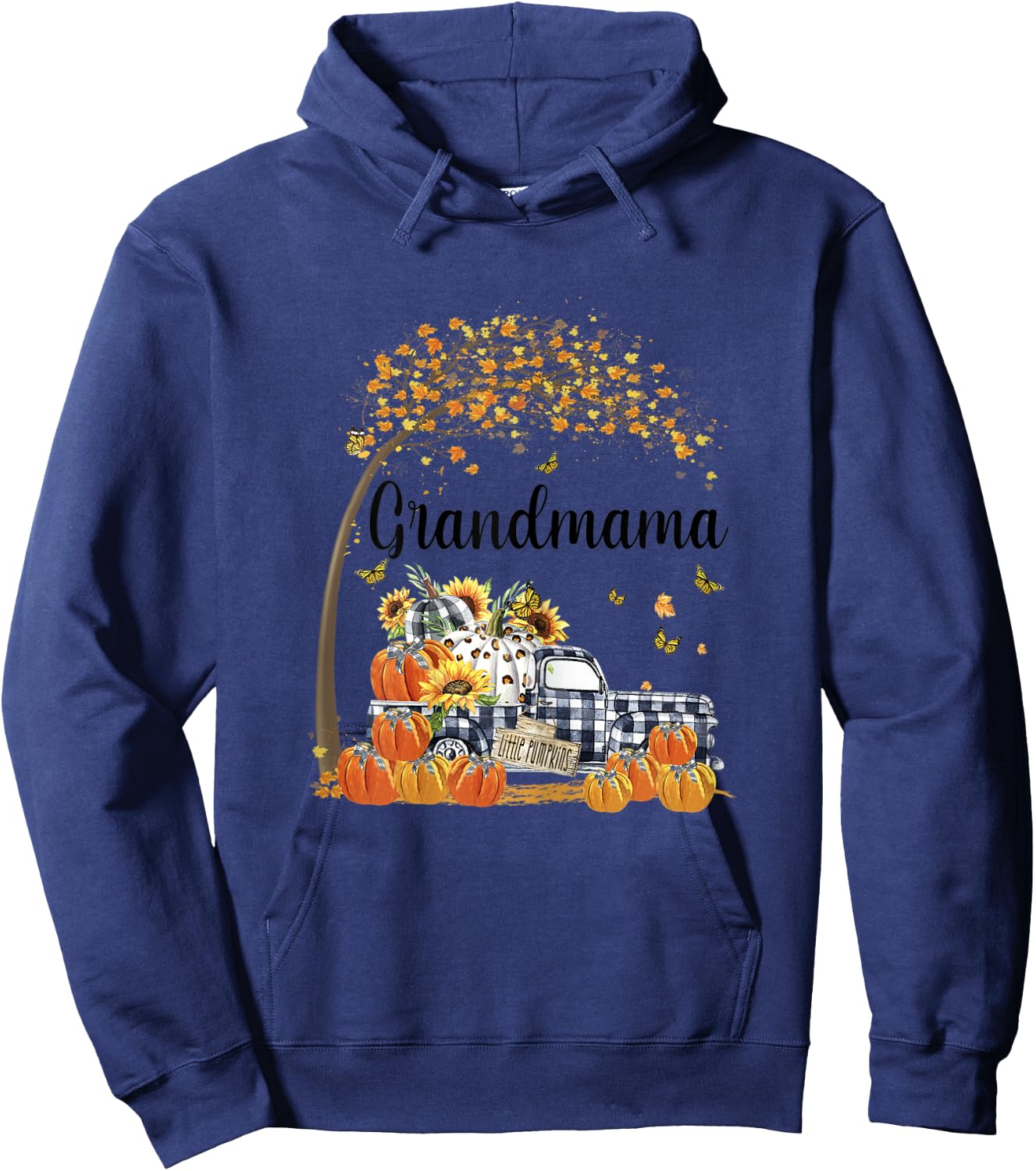Grandmama's Little Pumpkins Halloween Fall Hoodie - Hoodie | Navy