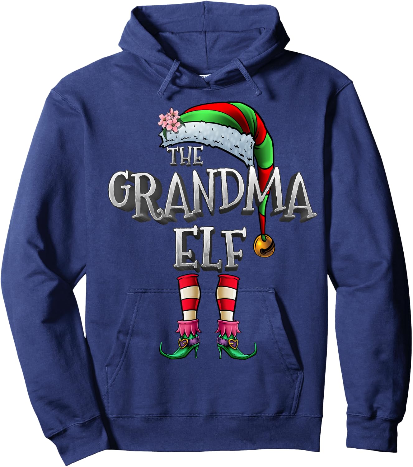 The Grandma Elf Shirt Matching Family Funny Christmas Elf Hoodie - Hoodie | Navy
