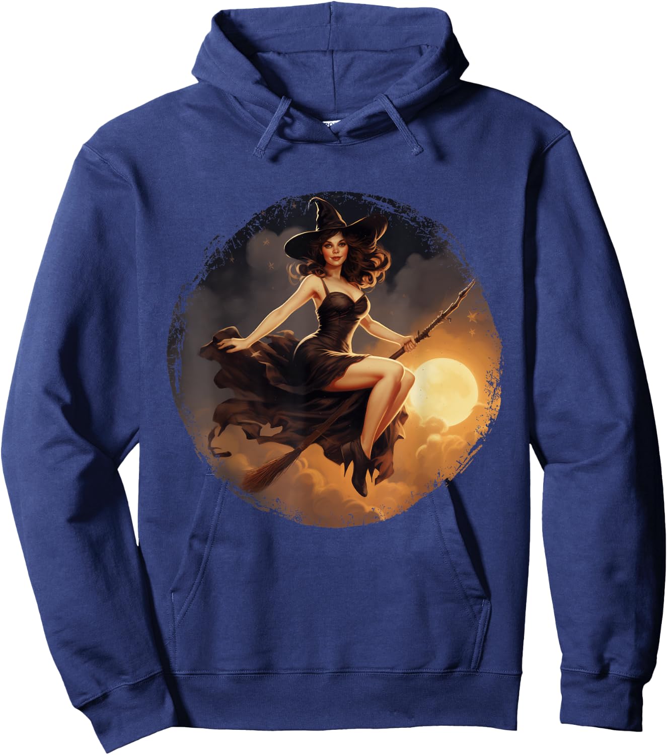 Vintage Pin Up Witch Witchy Woman Halloween Pinup Girl Hoodie - Hoodie | Navy