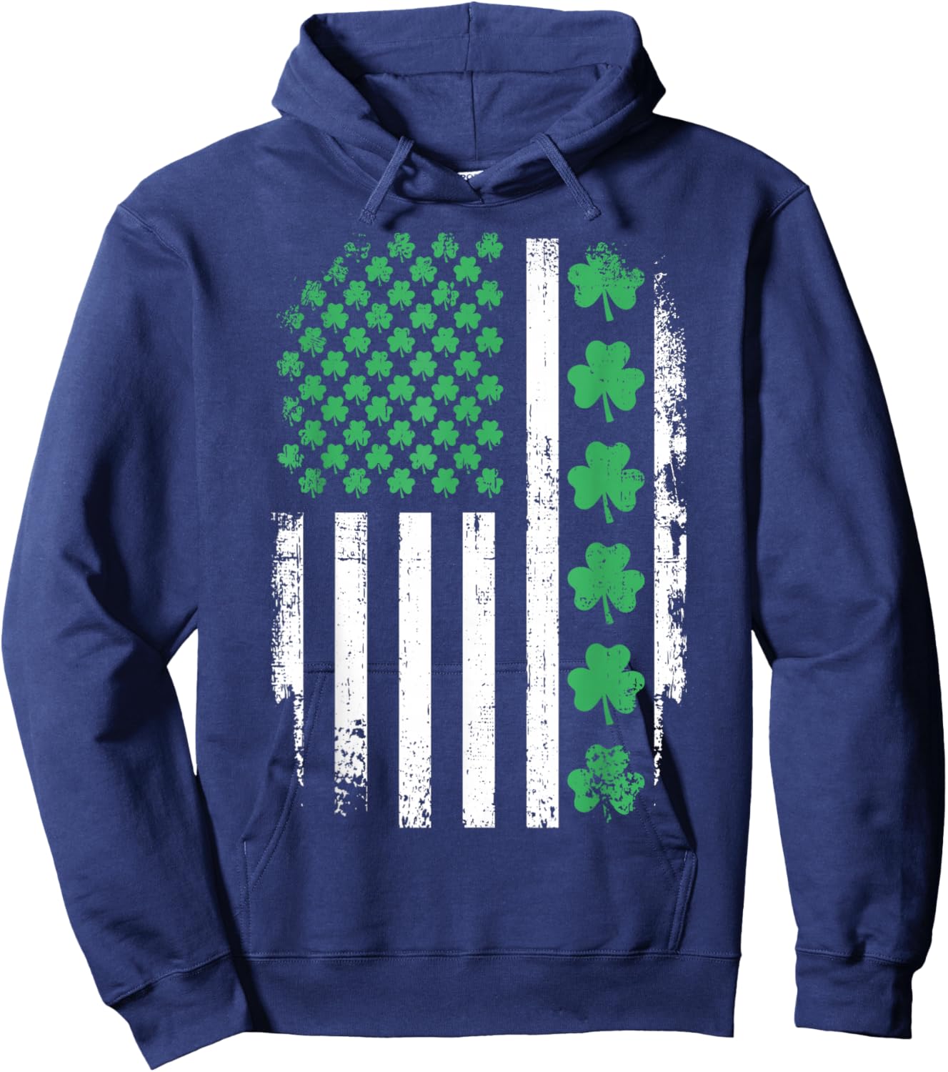 US American Flag with Shamrocks for St Patricks Day Hoodie - Hoodie | Navy