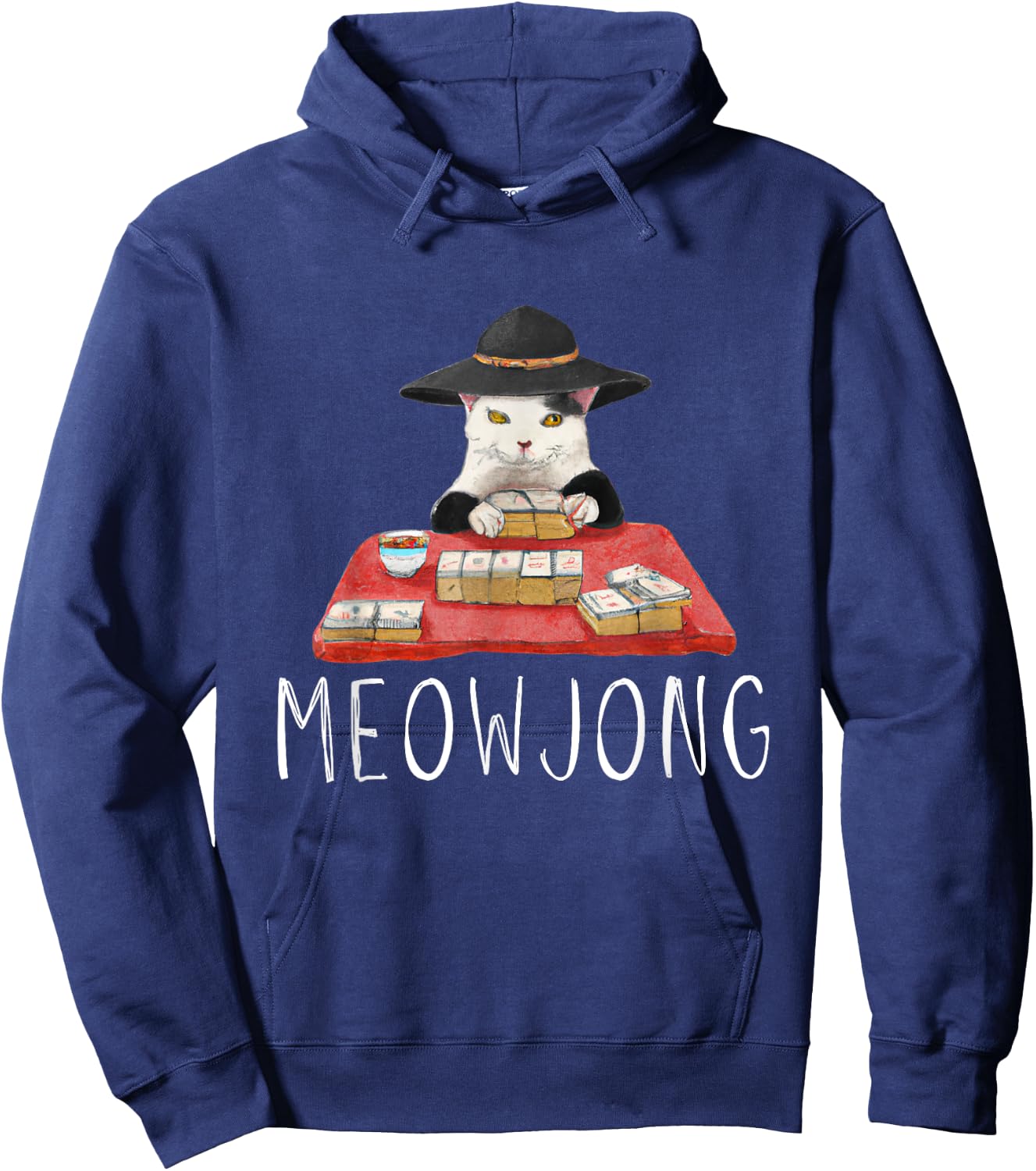 Cats Playing Mahjong Hoodie - Hoodie | Navy