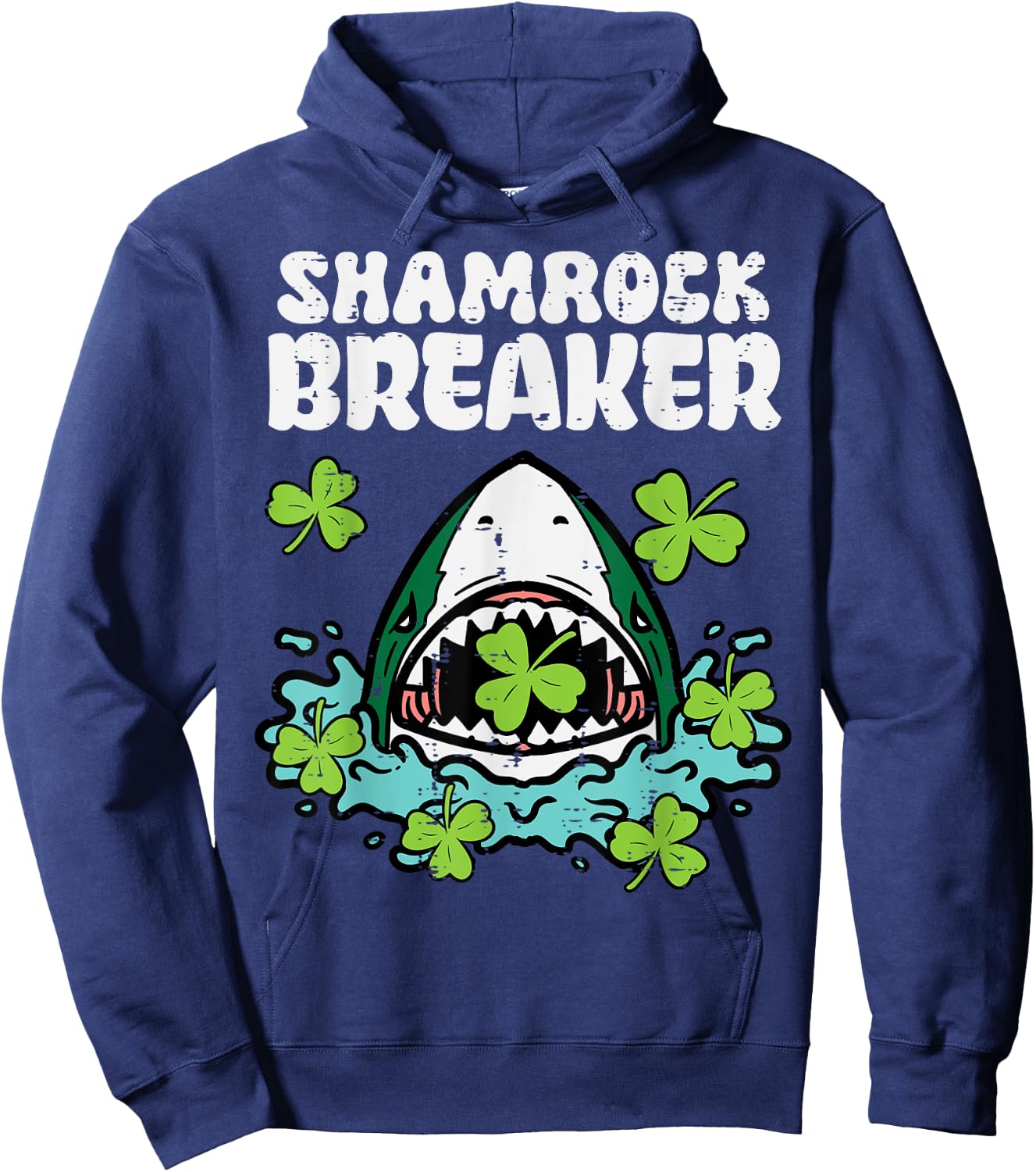 St Patricks Day Shark Shamrock Breaker Saint Paddys Boys Kid Hoodie - Hoodie | Navy