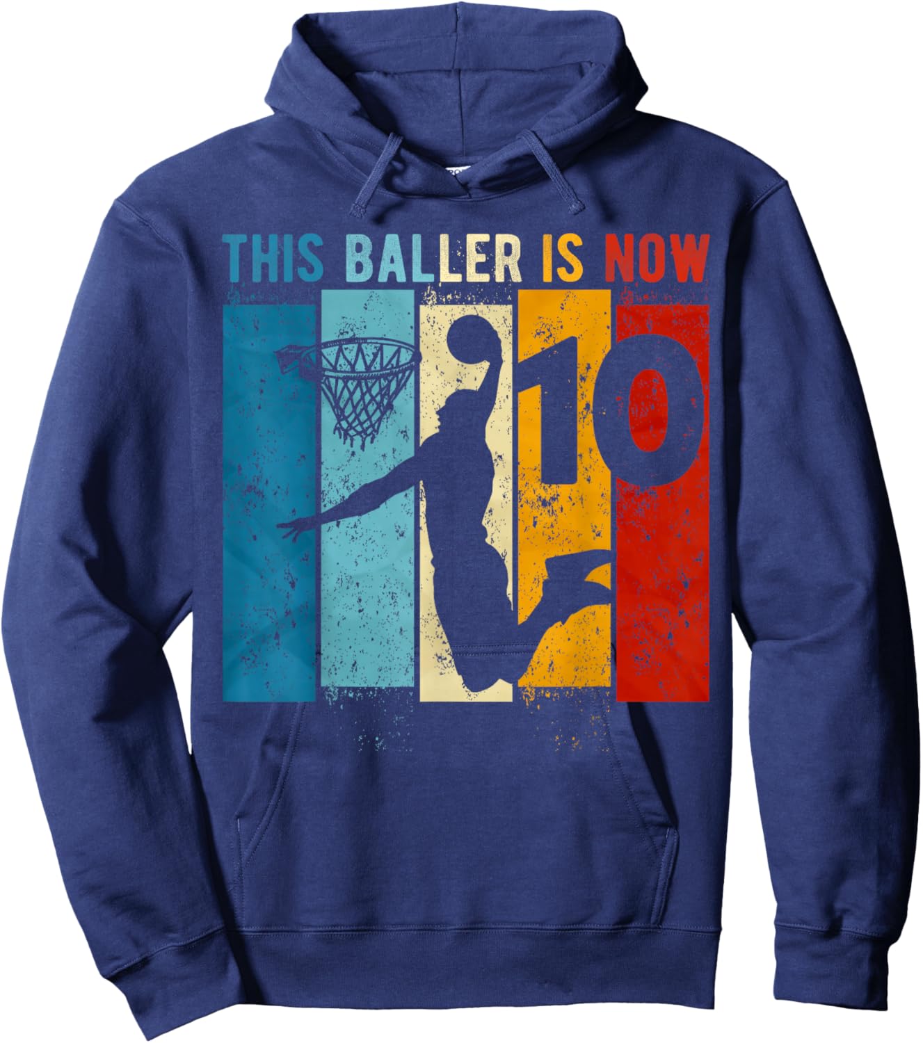 10 Year Old Basketball 10th Birthday Boy Hoodie - Hoodie | Navy