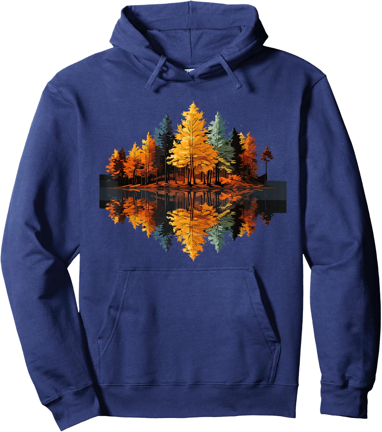 Nature Reflection Forest Trees Outdoor Wildlife Hoodie - Hoodie | Navy