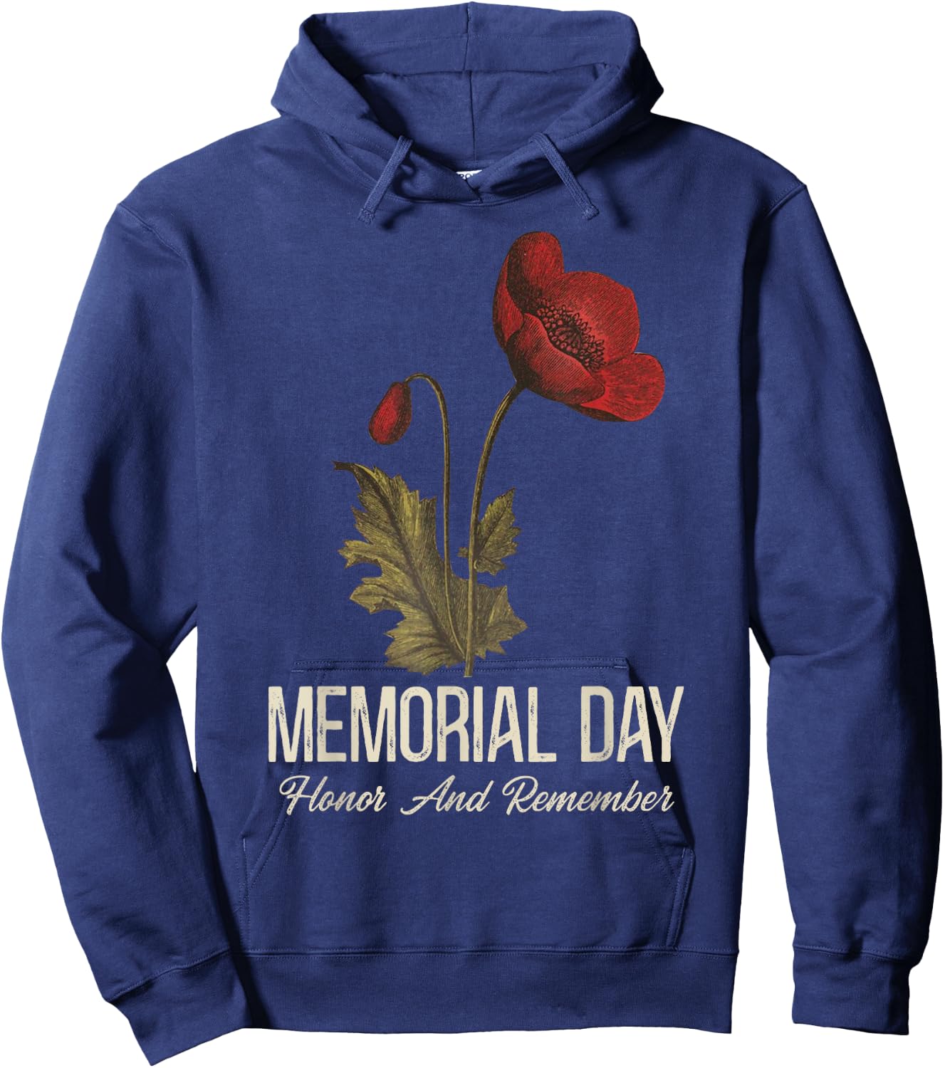 Veterans Day Lest We Forget Red Poppy Flower USA Memorial Hoodie - Hoodie | Navy