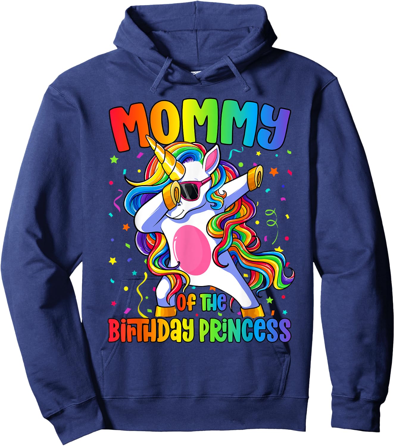 Mom of the Birthday Princess Shirt Dab Unicorn Mom Hoodie - Hoodie | Navy