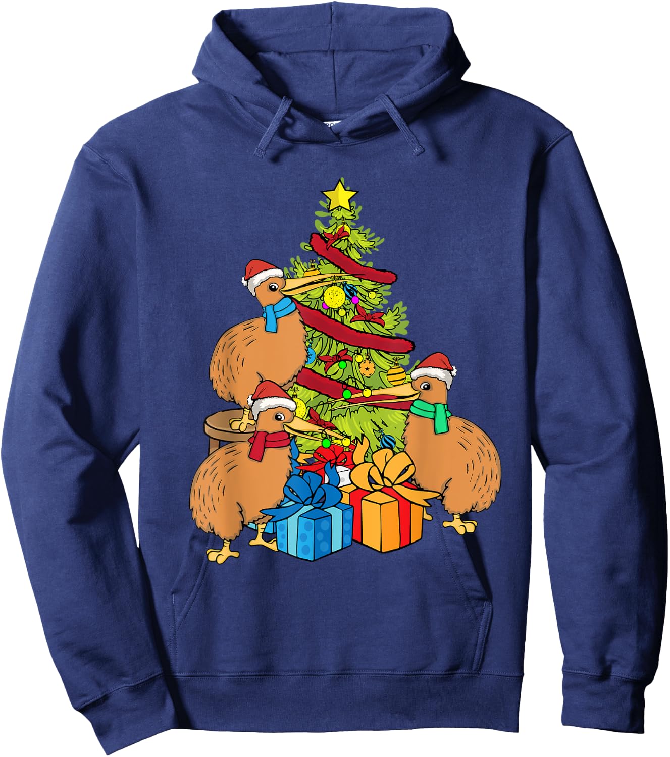 Kiwi Bird Lover Kids Christmas Tree New Zealand Kiwi Hoodie - Hoodie | Navy