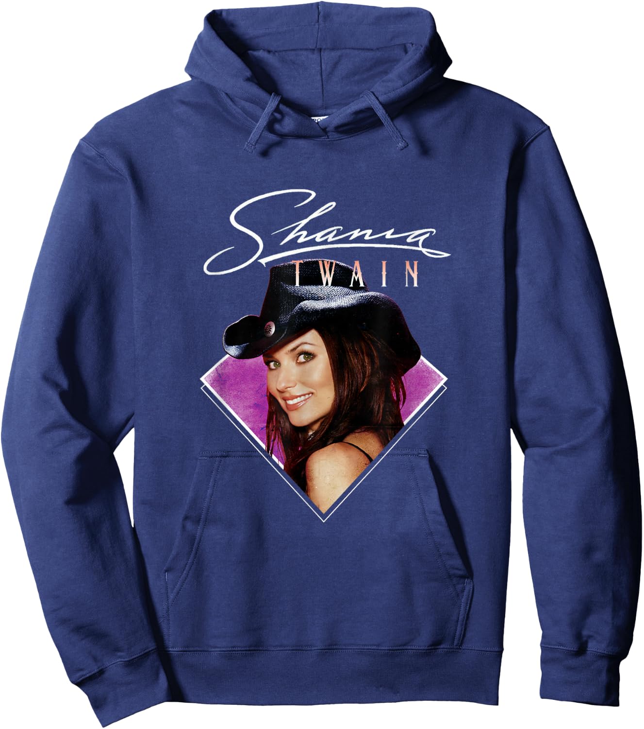 Official Shania Twain Purple Photo White Text Hoodie - Hoodie | Navy