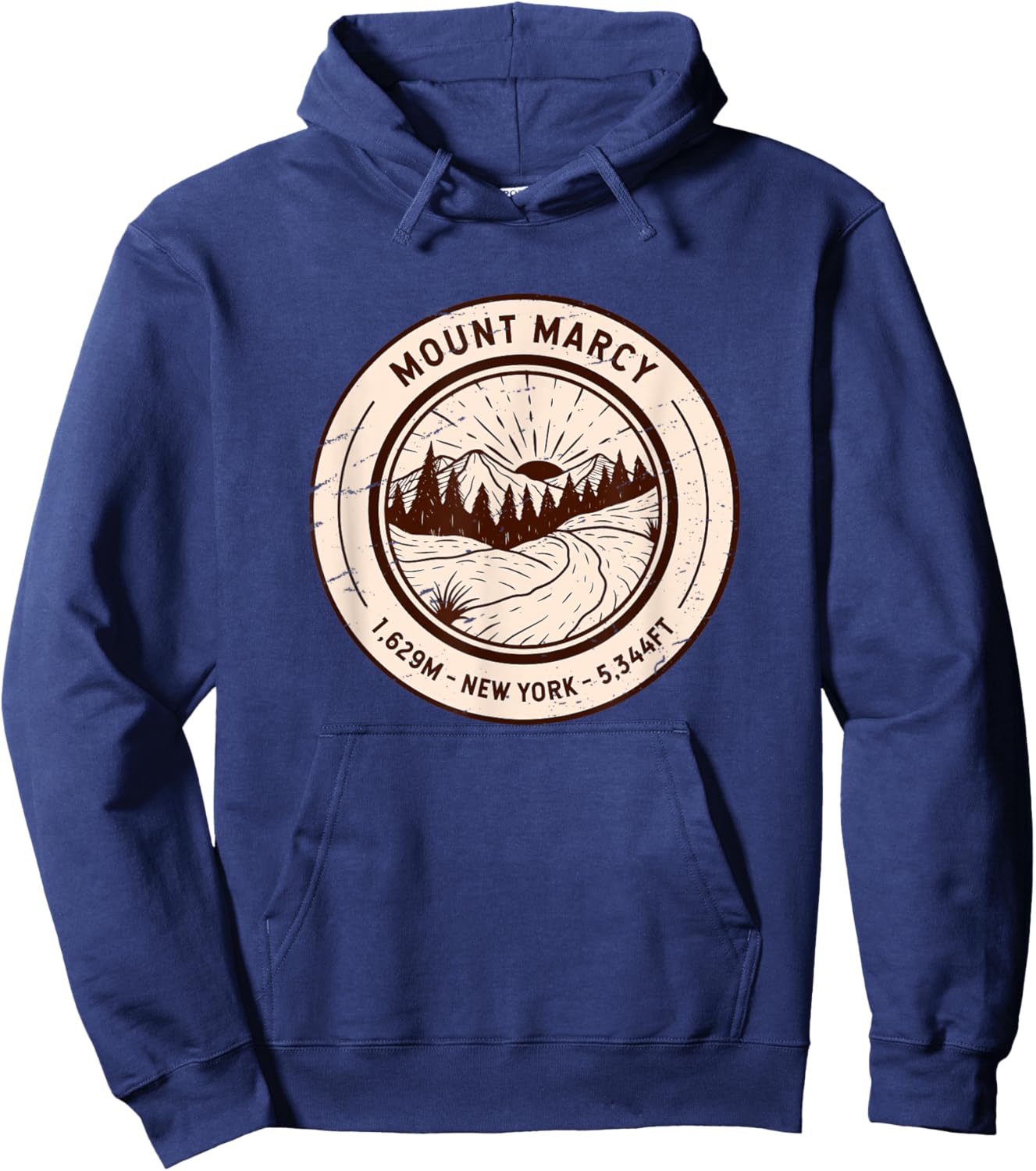 Mount Marcy New York Hiking Skiing Vintage Hoodie - Hoodie | Navy