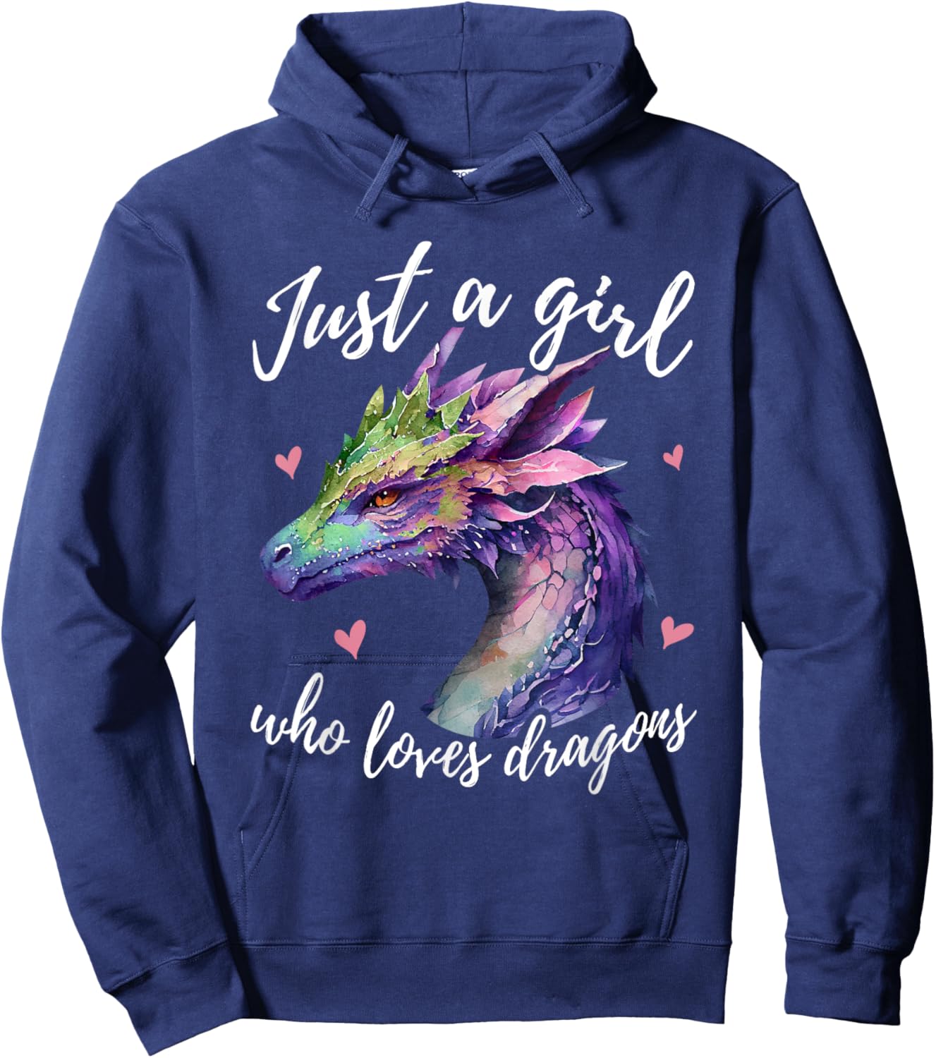 Just A Girl Who Loves Dragons - Cute Dragon Watercolor Art Small Hoodie - Hoodie | Navy