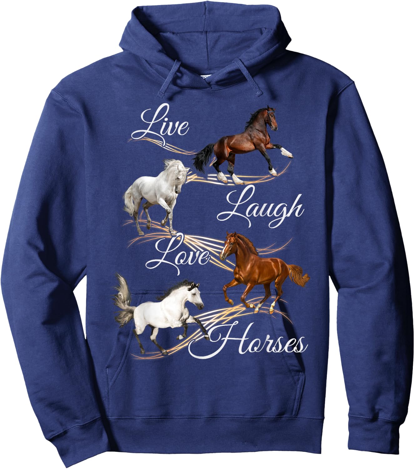 Live Laugh Love Horses Hoodie - Hoodie | Navy
