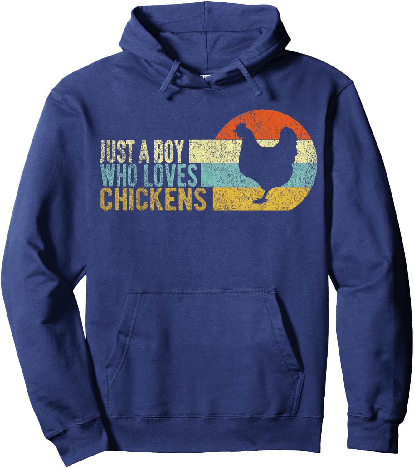 Just A Boy Who Loves Chickens Funny Chicken Lover Retro Hoodie - Hoodie | Navy