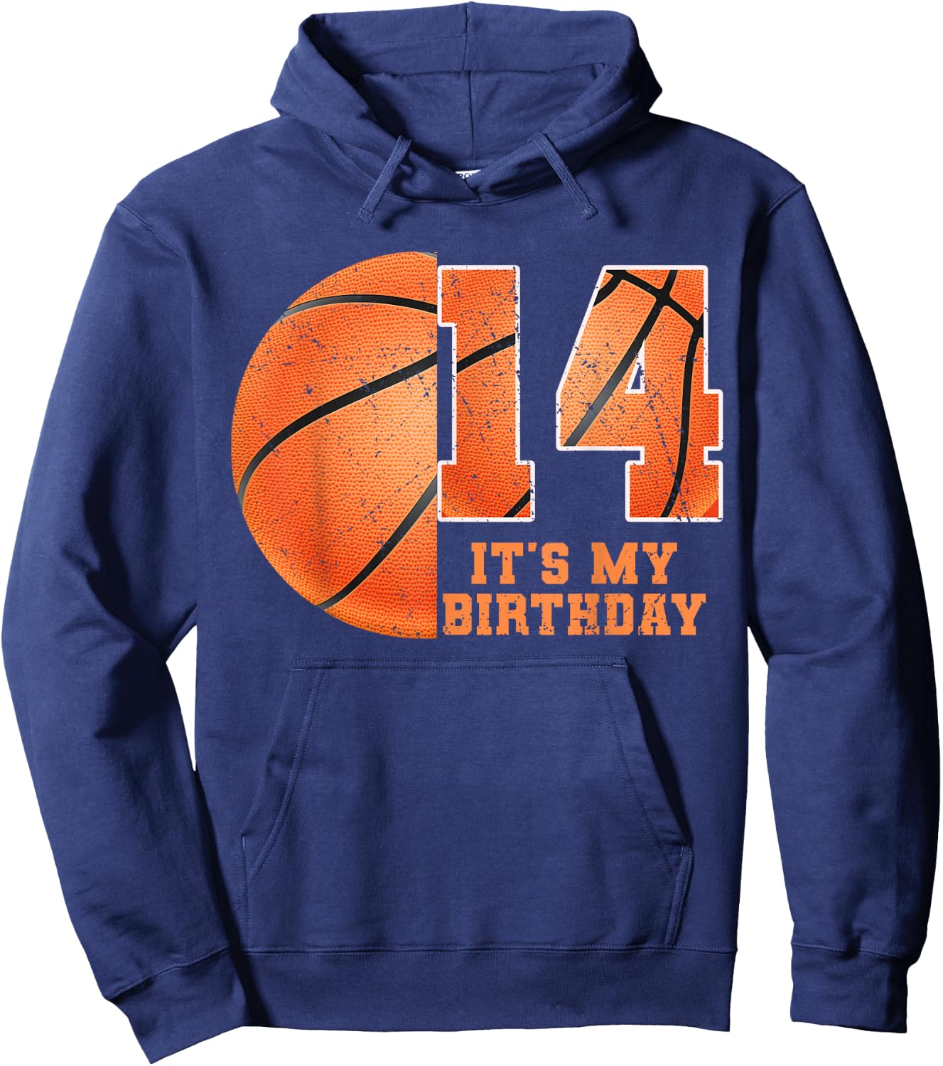 Birthday Boy 14 Basketball Its My 14th Birthday Boys Hoodie - Hoodie | Navy
