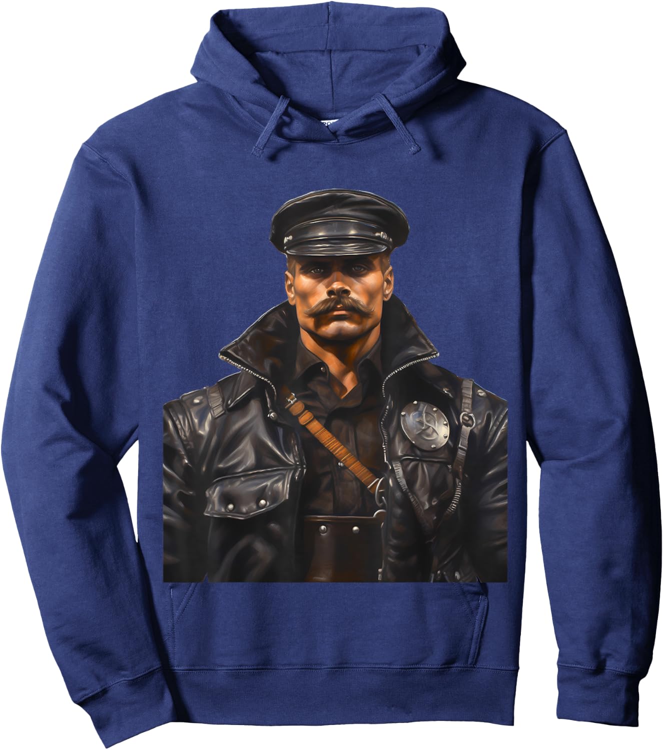 Gay Muscle Daddy Bear Pride Leather Gay Biker Hoodie - Hoodie | Navy