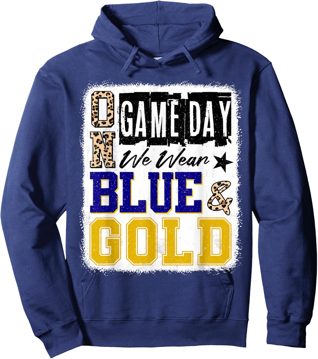 On Gameday Football We Wear Blue And Gold School Spirit Hoodie - Hoodie | Navy