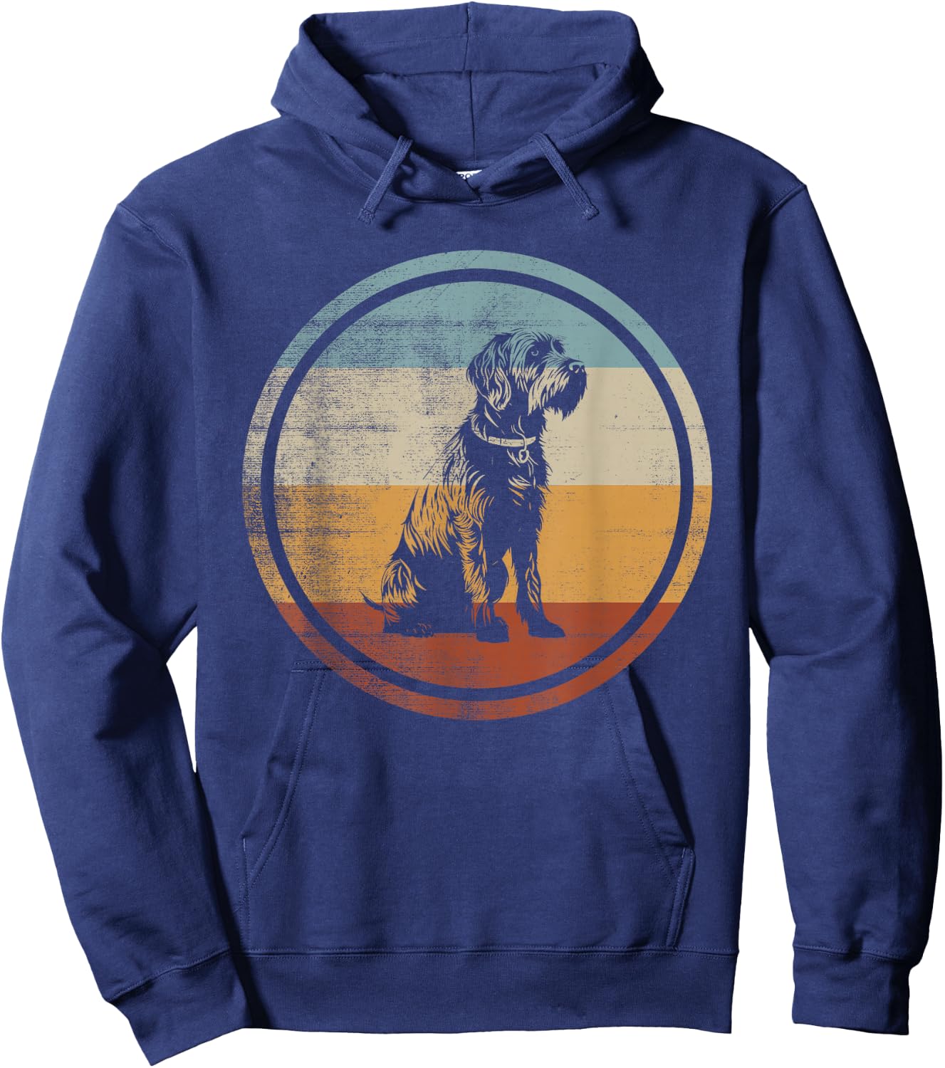 Wirehaired Pointing Griffon Dog Retro Vintage Design Hoodie - Hoodie | Navy