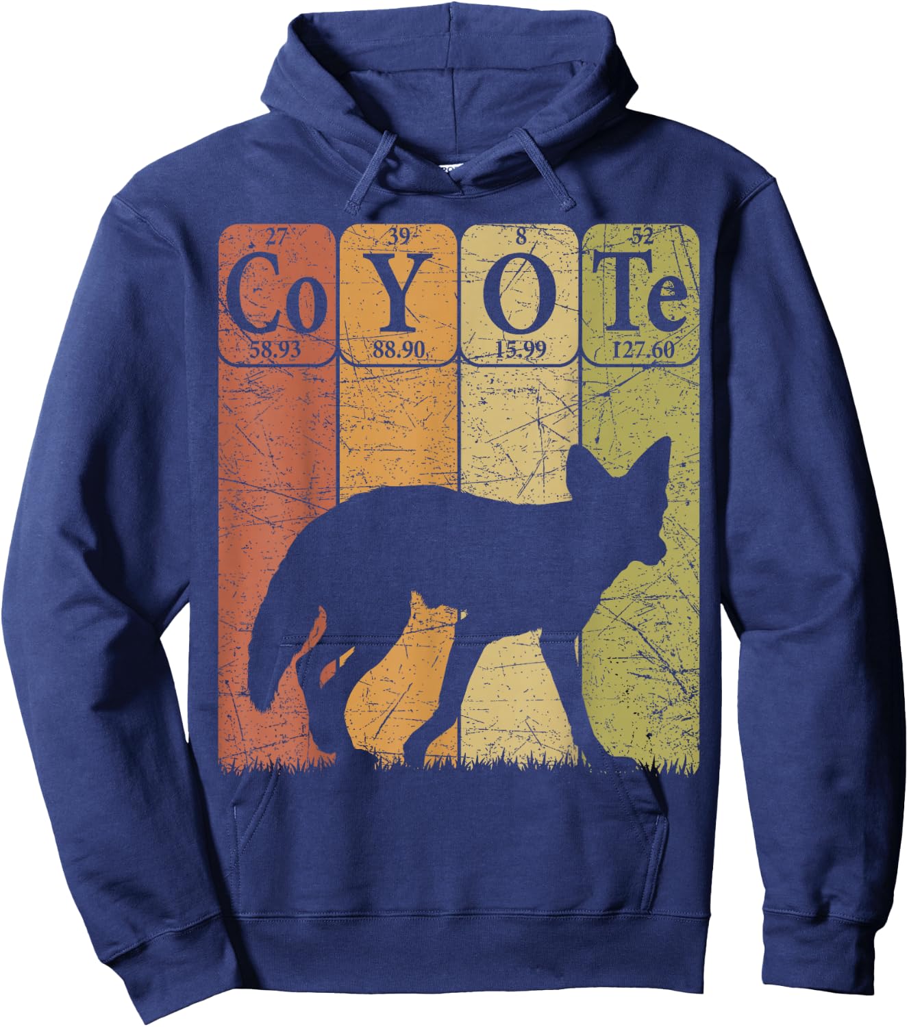 Coyote Periodic Table Elements Wild Animal Coyote Vintage Hoodie - Hoodie | Navy