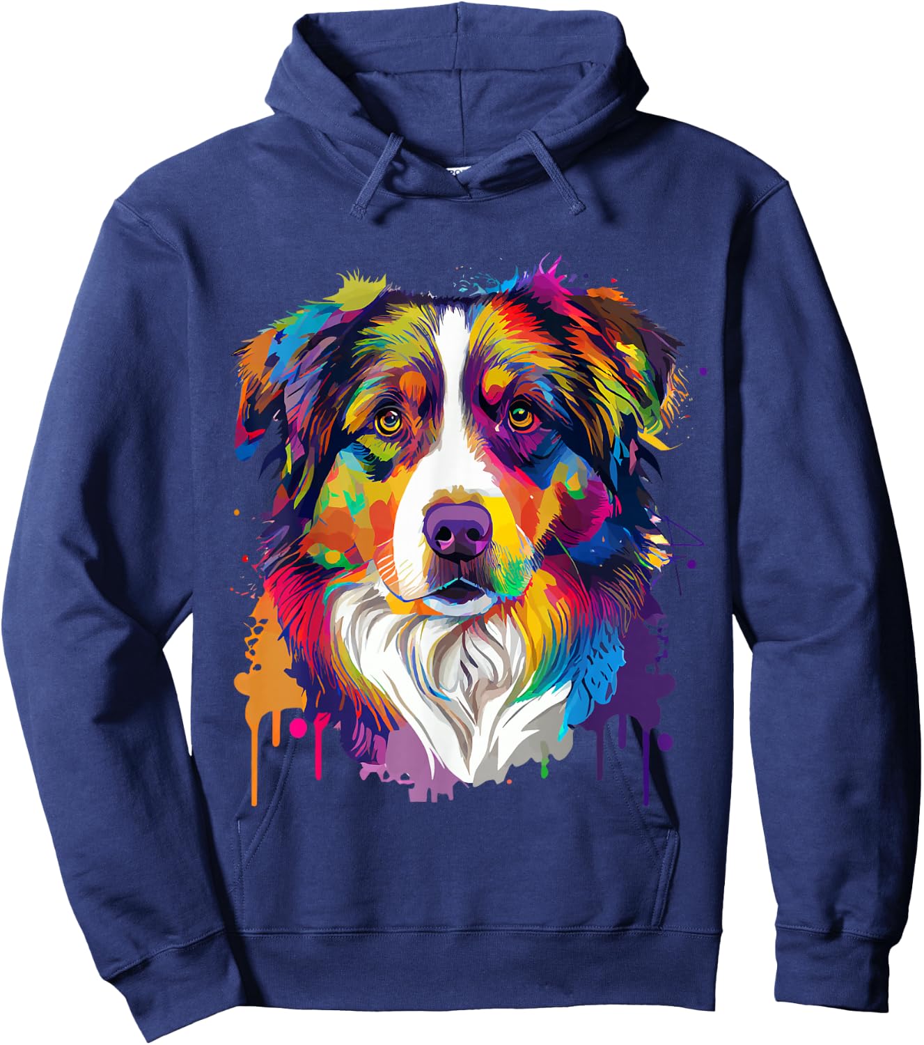 Colorful Australian Shepherd Pop Art Tie Dye Tri Color Hoodie - Hoodie | Navy