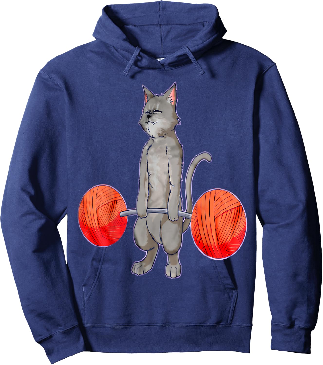 Deadlifting Grey Cat Weightlifting Bodybuilding Fitness Gym Hoodie - Hoodie | Navy