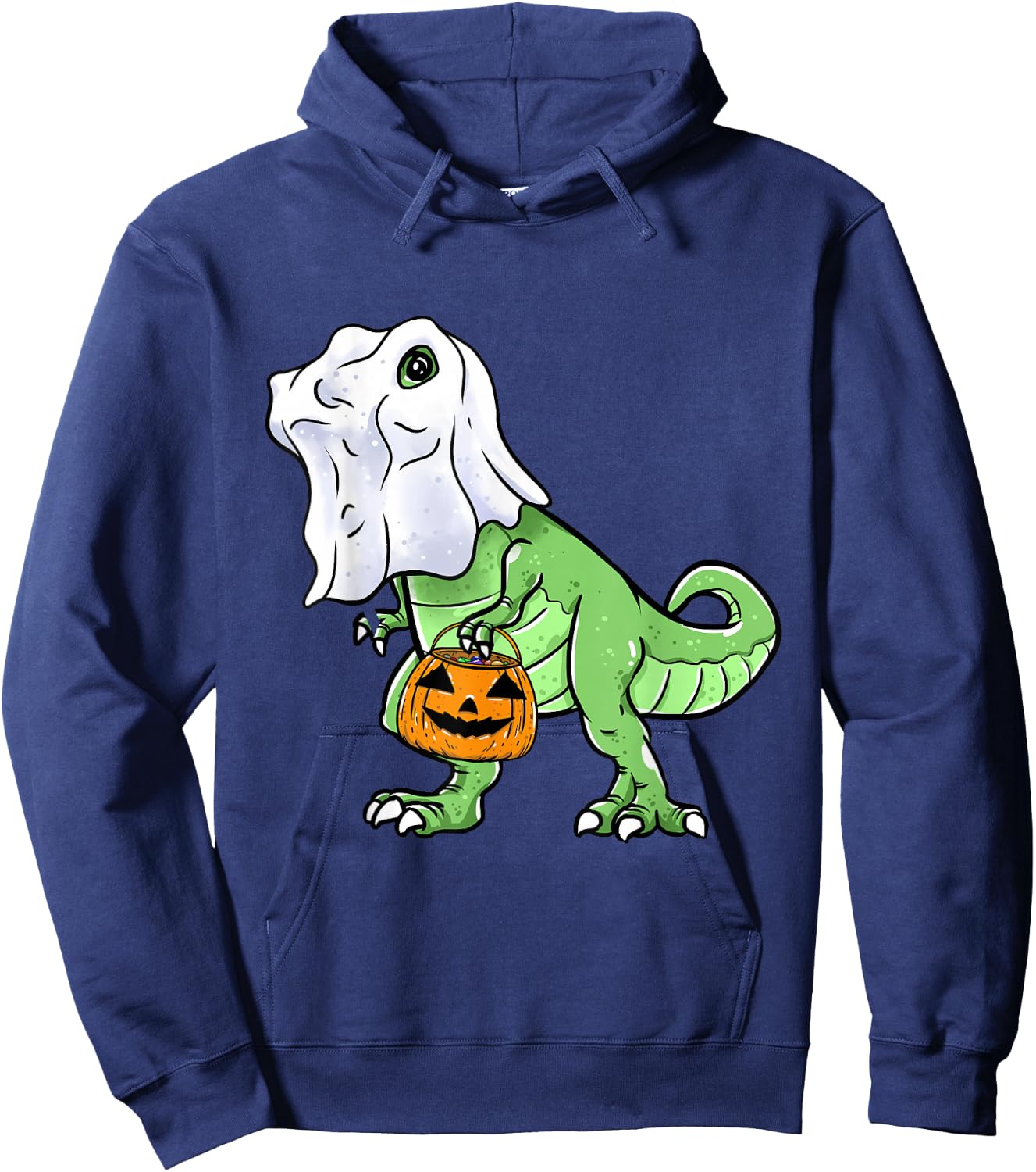 Halloween T Rex Dinosaur Ghost Trick or Treat for Kids Boys Hoodie - Hoodie | Navy