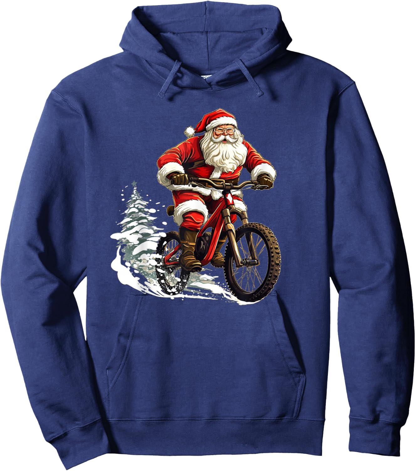 Funny Bike Stunts with Santa Claus for Boys and Girls Hoodie - Hoodie | Navy