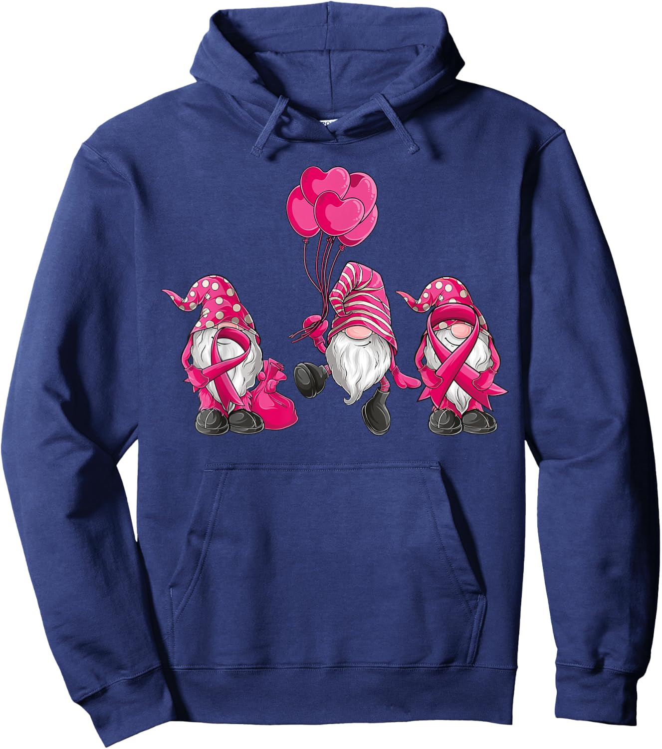 gnomes Breast Cancer Awareness Pink Ribbon women girls Hoodie - Hoodie | Navy