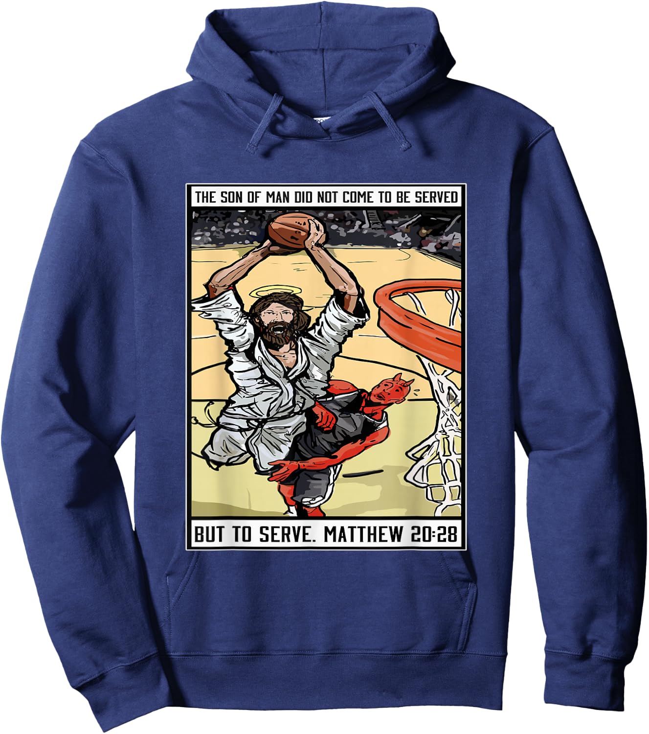 Funny Jesus Christian Playing Basketball Gift Boy Hoodie - Hoodie | Navy