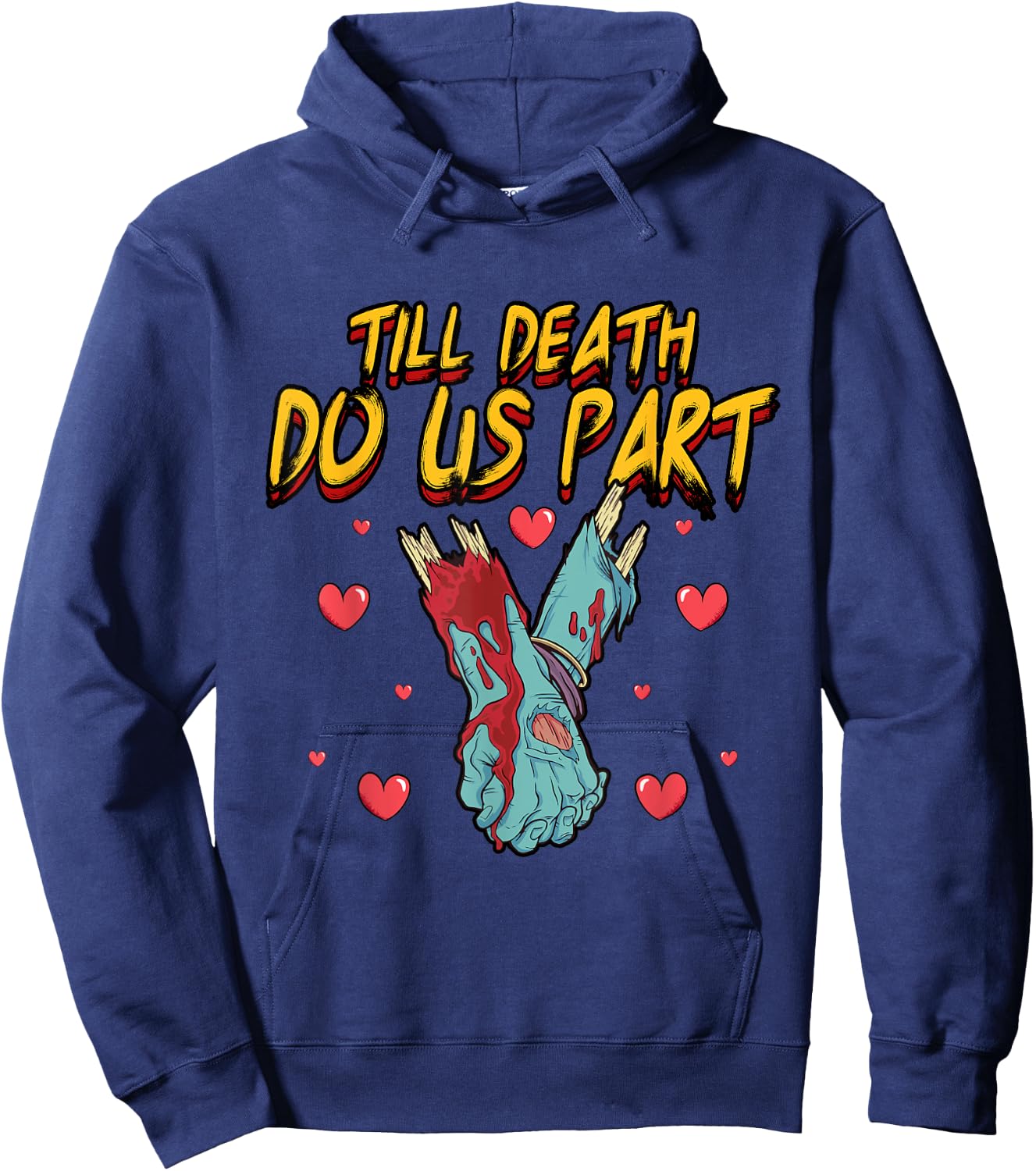 Funny Till Death Do Us Part Bride Groom Zombie Wedding Hoodie - Hoodie | Navy