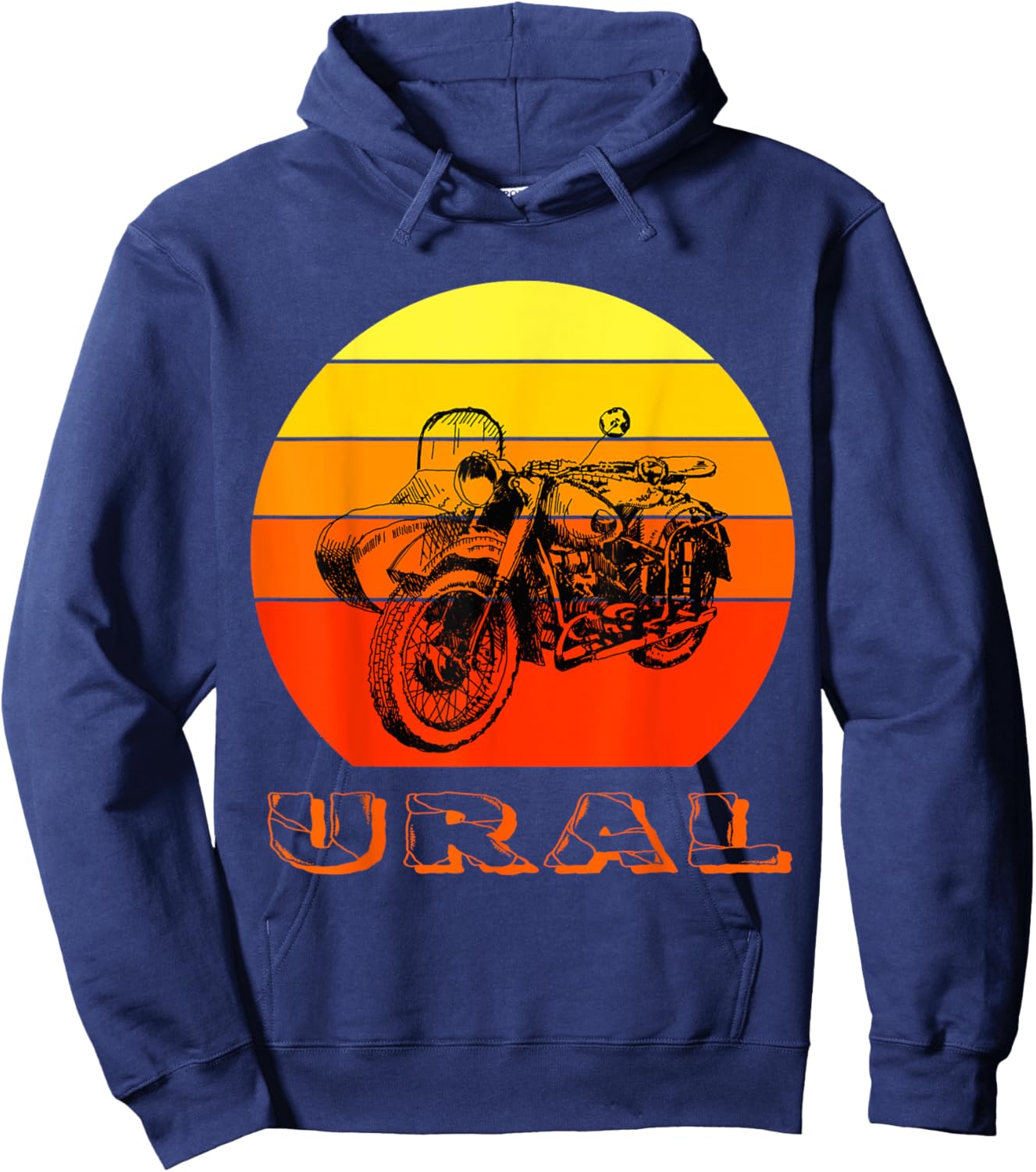 Retro Motorcycle Ural - Vintage Sidecar Motorcycle Hoodie - Hoodie | Navy