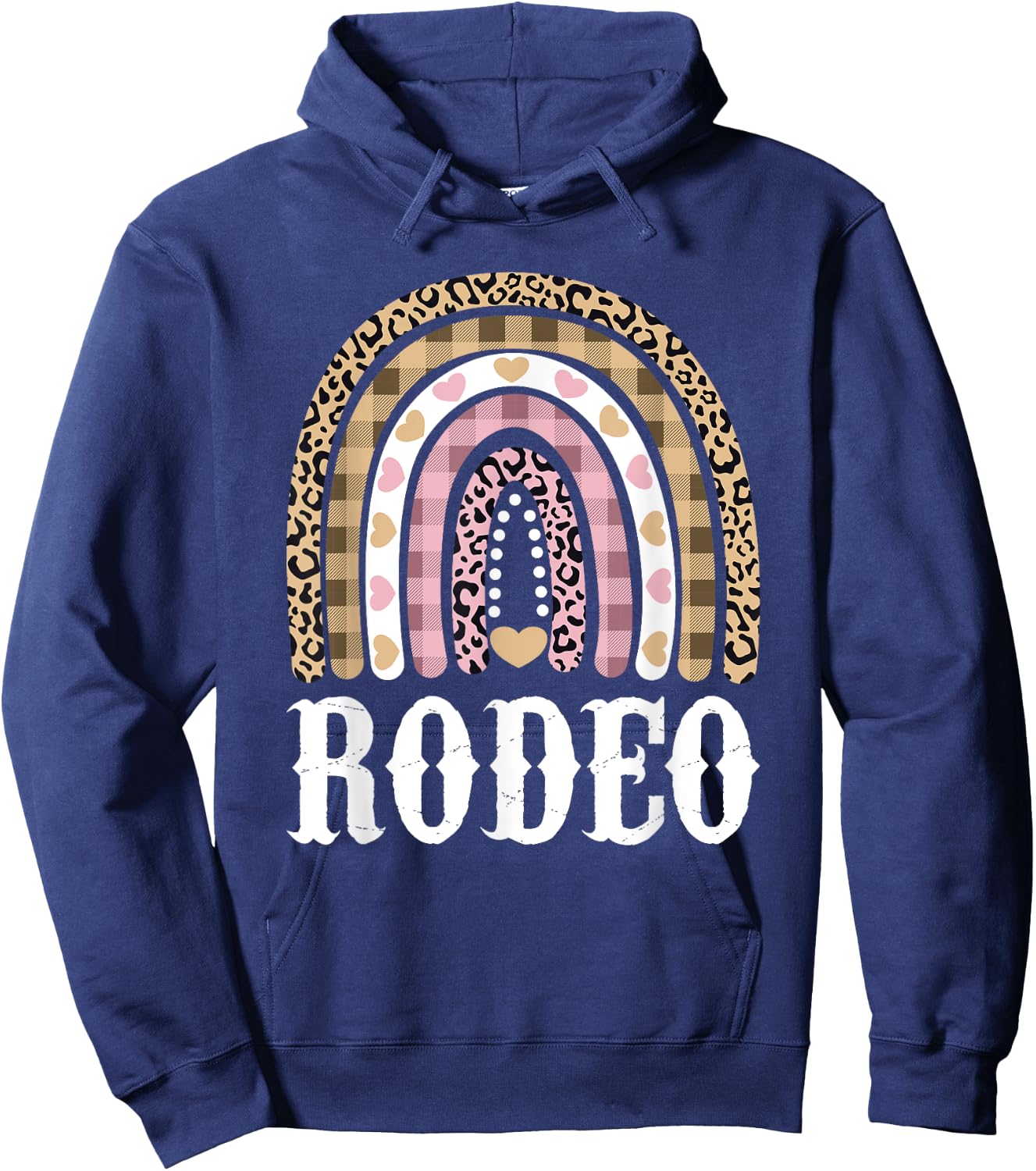 Cowgirl Outfit Women Cowboy Rainbow Leopard Western Rodeo Hoodie - Hoodie | Navy