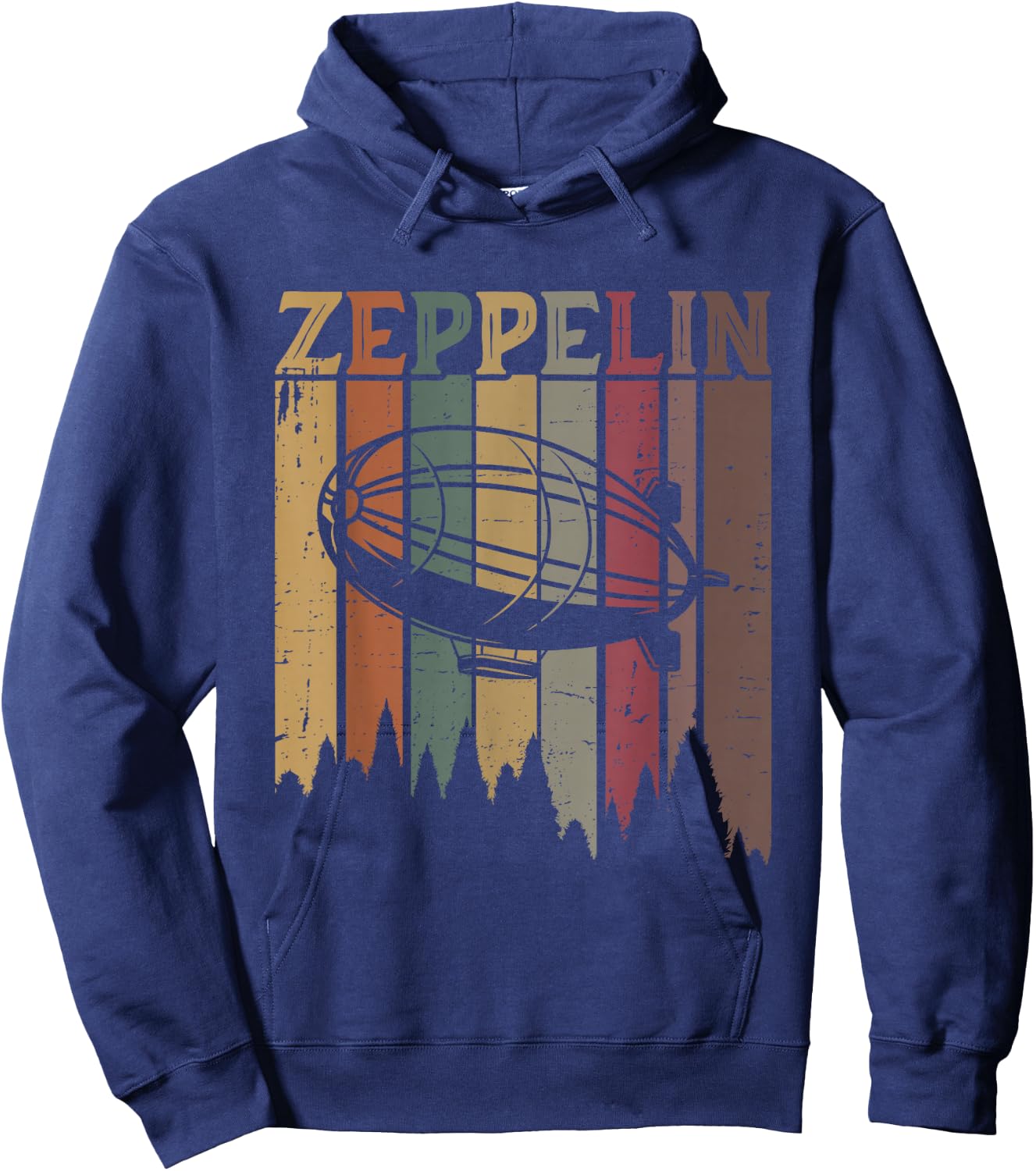 Retro Zeppelin 70s 80s Dirigible Airship Zepelin Zepplin Hoodie - Hoodie | Navy