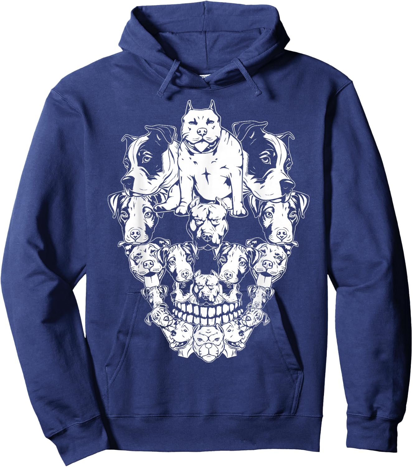 Halloween Pitbull Skull Skeleton Pitbull Dog Costume Spooky Women Kids Hoodie - Hoodie | Navy